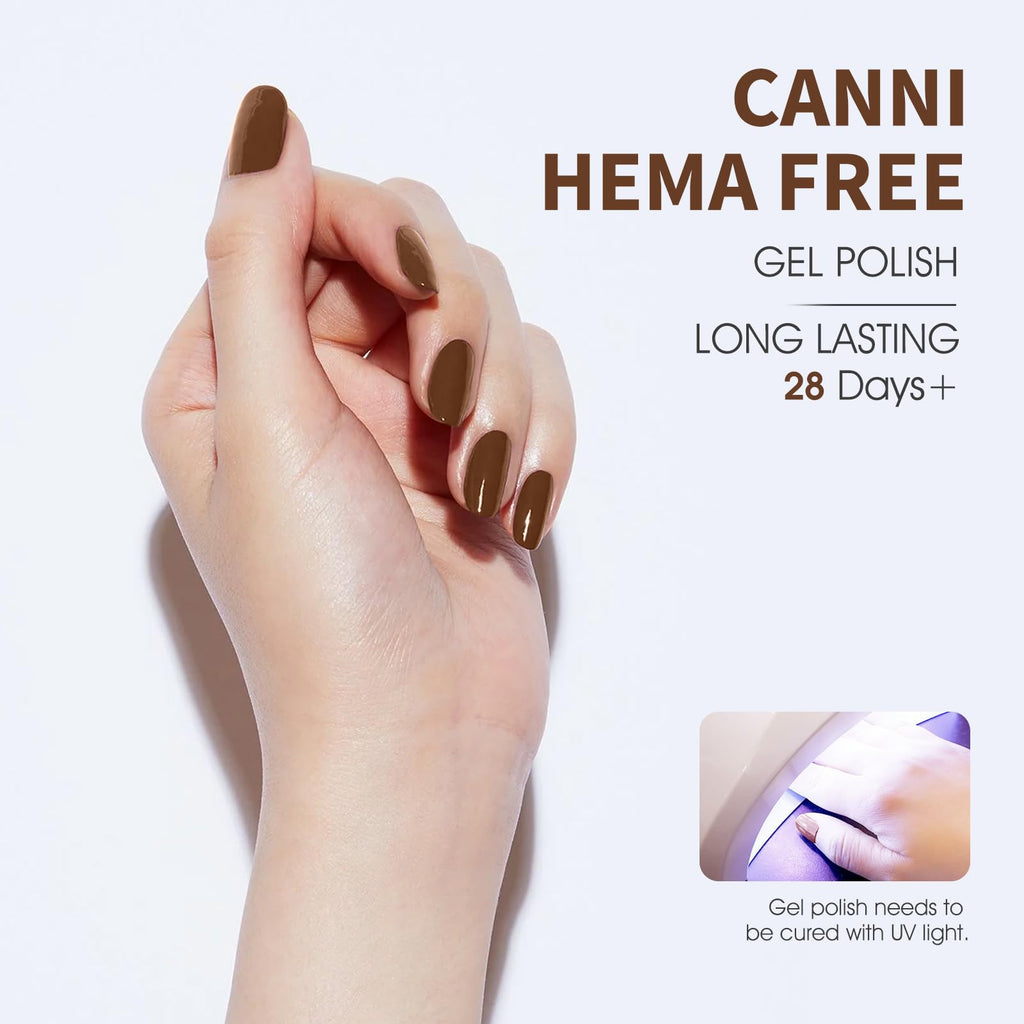 CANNI 6 Colors 9 ml Hema-Free Gel Nail Polish Set – Chocolate Brown Nude Fall Gel Kit
