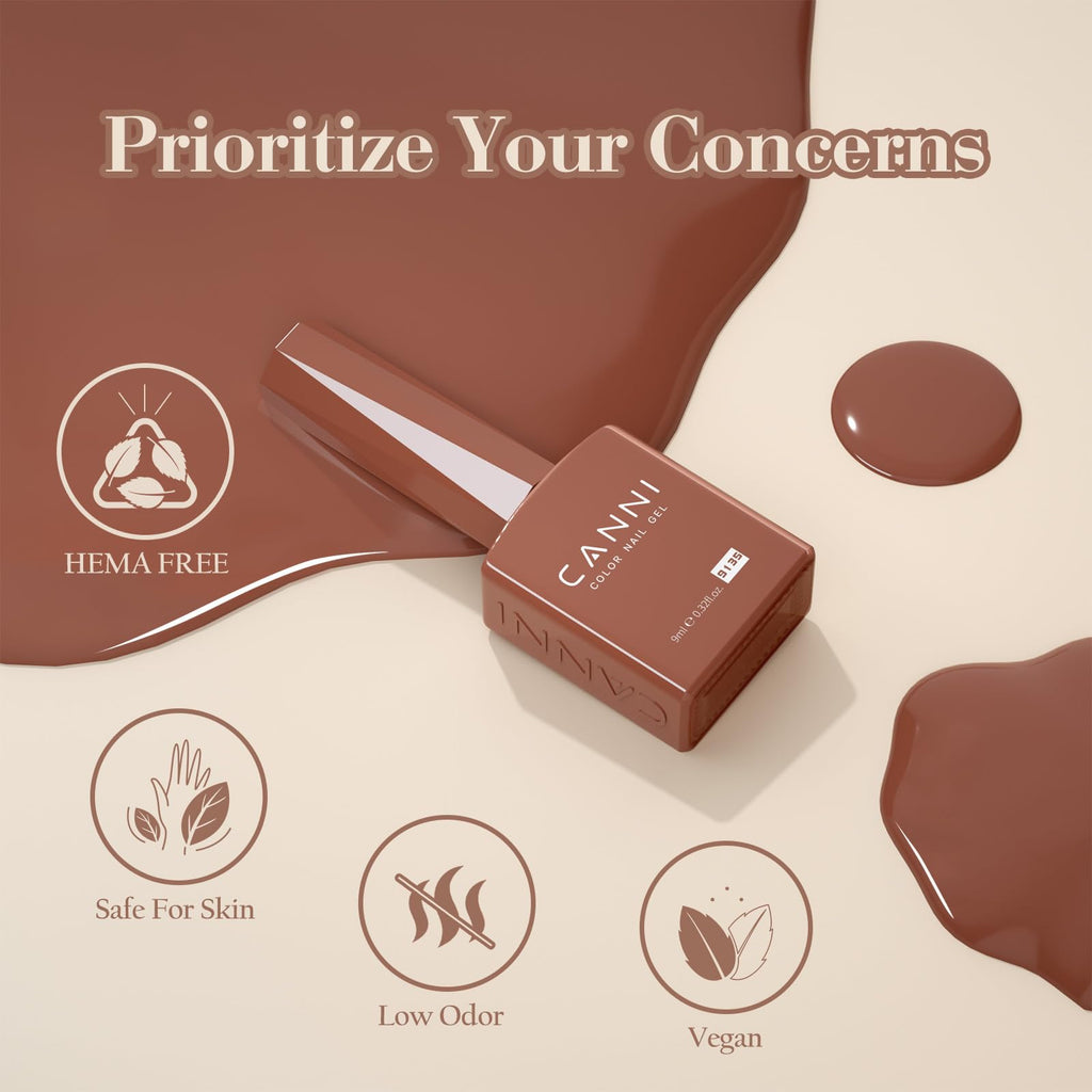 CANNI Gel Nail Polish Kit – 6 Nude Pink Colors (9ml) | Soak-Off Gel Polish Set for DIY Manicure