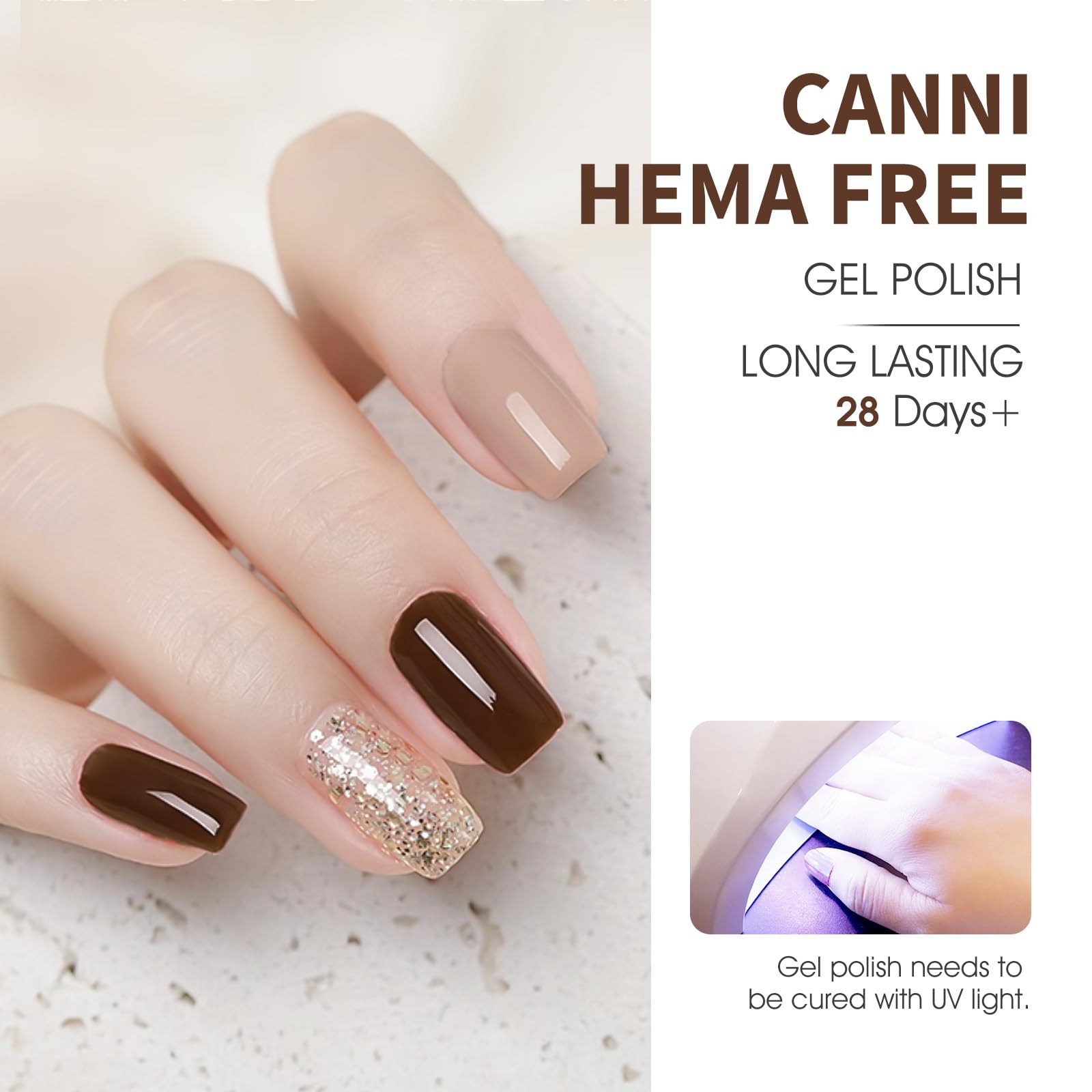 CANNI Gel Nail Polish Kit – 6 Nude Pink Colors (9ml) | Soak-Off Gel Polish Set for DIY Manicure