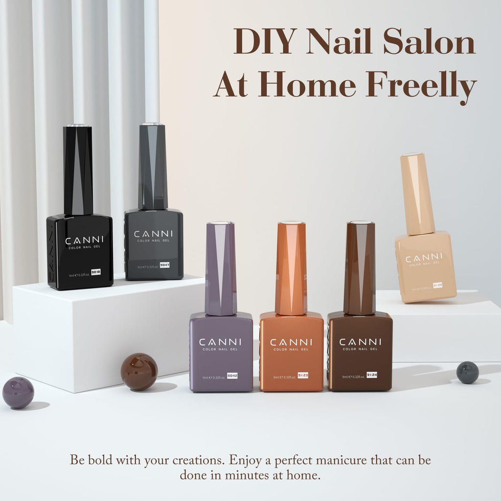 CANNI Gel Nail Polish Set – 6 Winter Neutral Shades (9ml) for DIY Manicure & Salon Nails