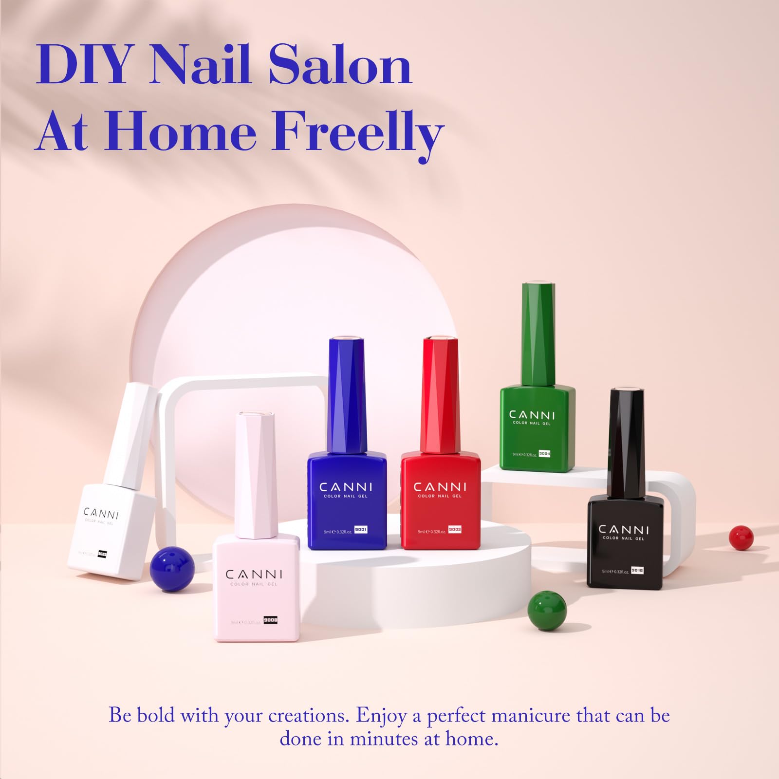 CANNI Gel Nail Polish Set – 6 Classic Colors, HEMA-Free, Soak-Off UV/LED Gel