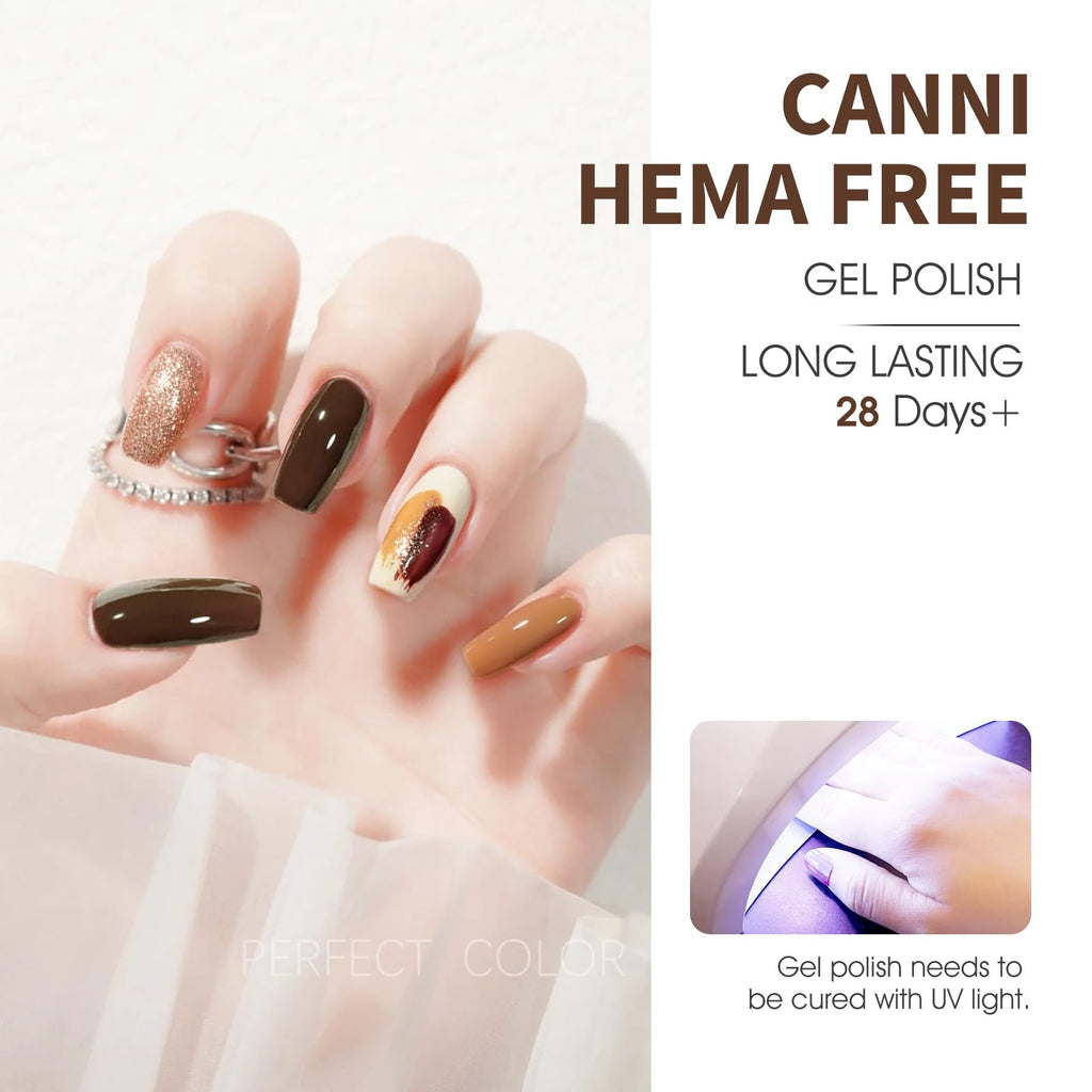 CANNI Gel Nail Polish Set – 6 Winter Neutral Shades (9ml) for DIY Manicure & Salon Nails