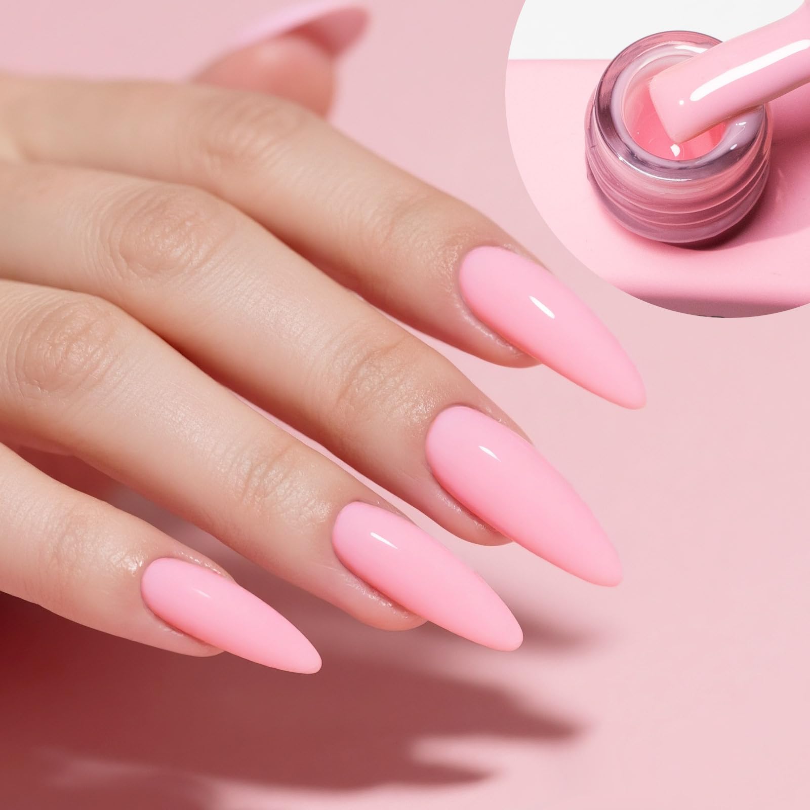 CANNI Rubber Base Gel Nail Polish Set – 6x9ml Transparent Pink Rubber Base for Nails | Soak-Off LED Manicure Kit