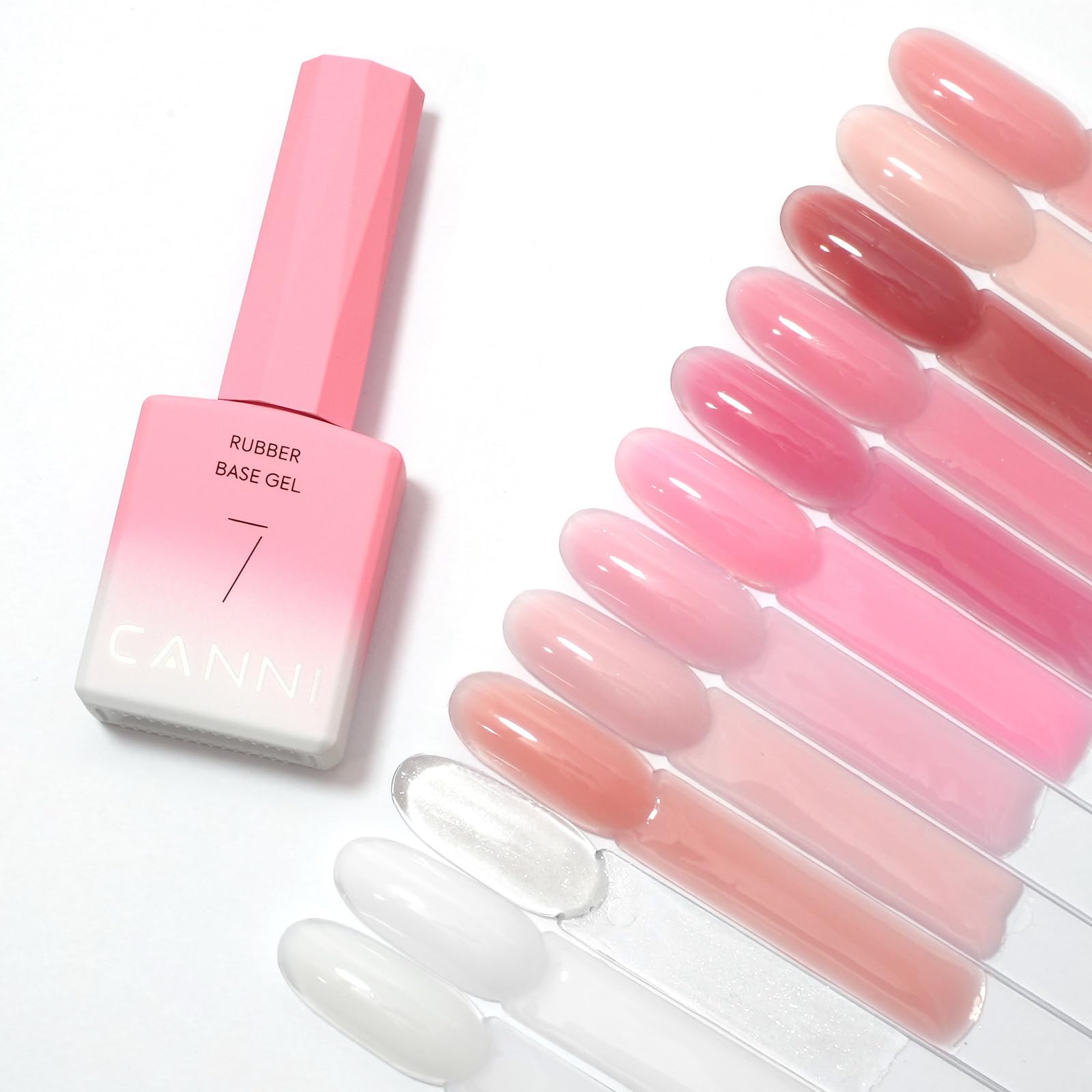 CANNI Rubber Base Gel Nail Polish Set – 6x9ml Transparent Pink Rubber Base for Nails | Soak-Off LED Manicure Kit
