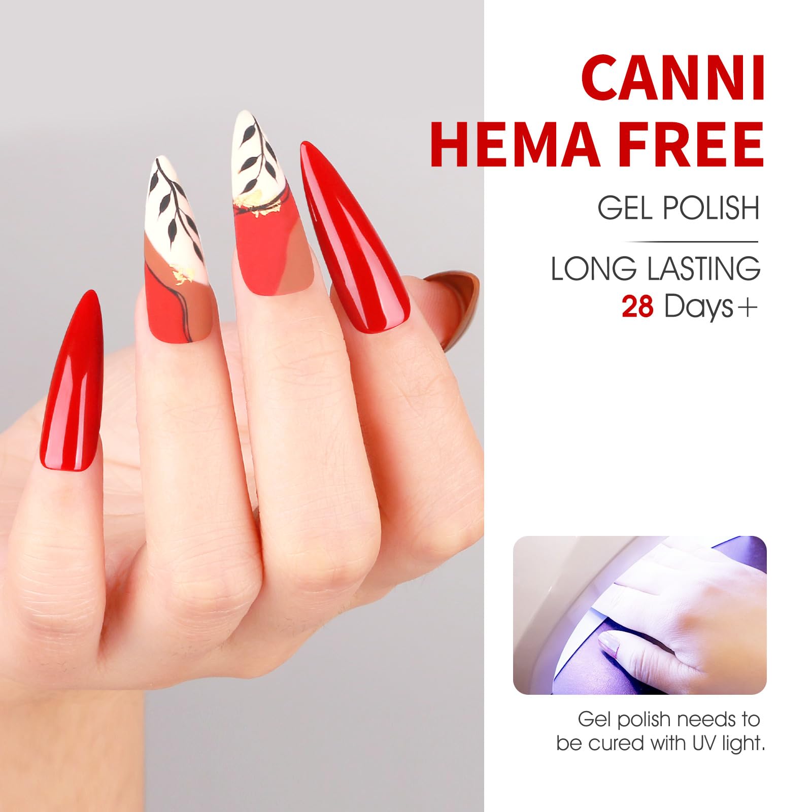 CANNI Gel Nail Polish Set – 6 Classic Colors (9ml) | HEMA-Free, Low Odor, UV/LED Cure