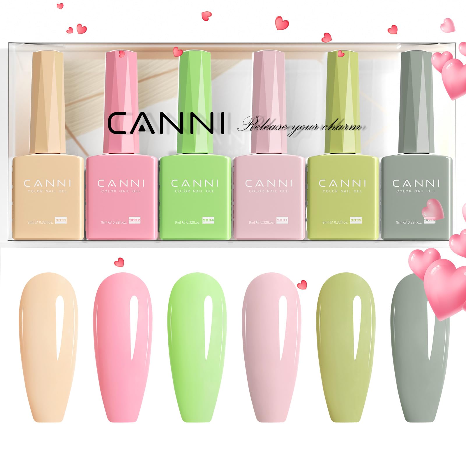 CANNI 6-Piece 9ml Pastel Gel Nail Polish Set – HEMA-Free, Long-Lasting Candy Colors
