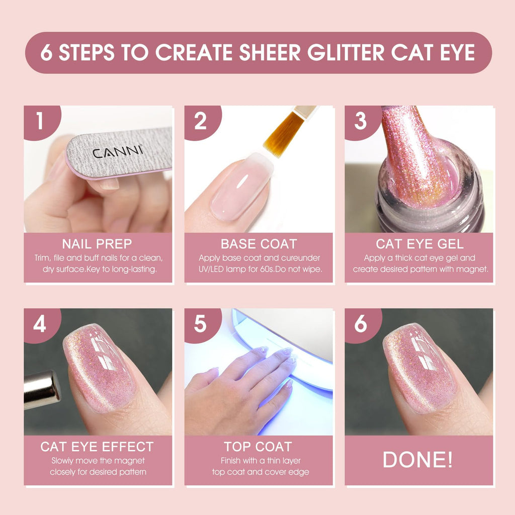 CANNI Glitter Gel Nail Polish Set – 8 Pcs, 9 ml Each, Soak Off, UV/LED Ready