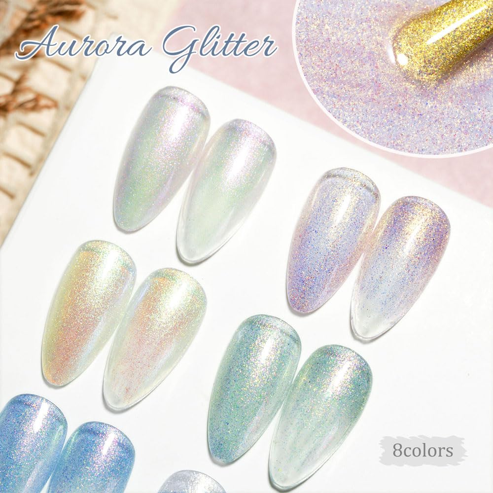 CANNI Glitter Gel Nail Polish Set – 8 Pcs, 9 ml Each, Soak Off, UV/LED Ready