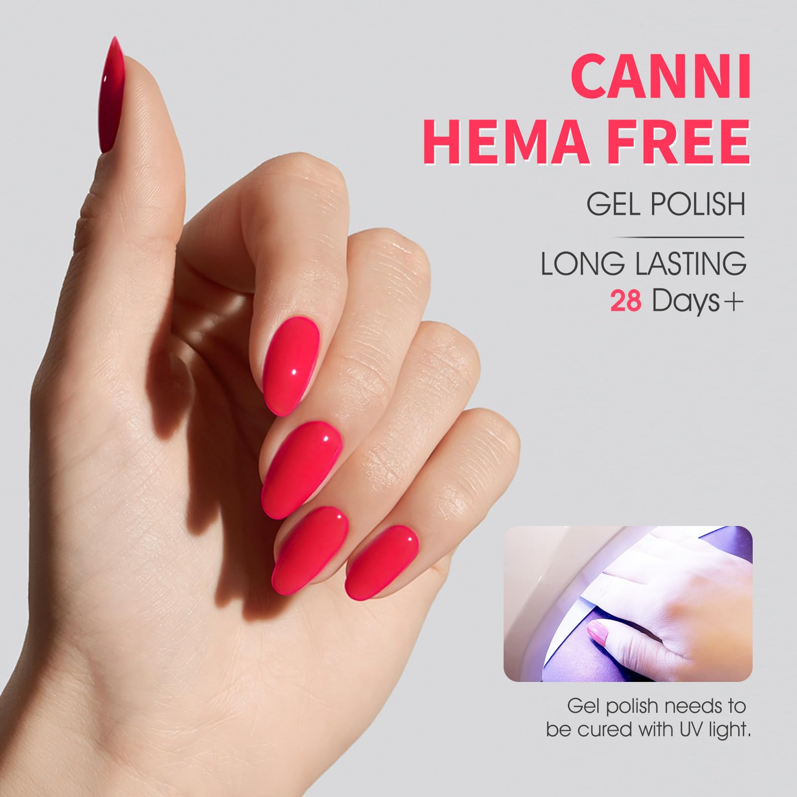 CANNI 6 Colors 9 ml Hema-Free Glitter Red Gel Nail Polish Set – Soak Off LED Gel Kit for Home Manicure