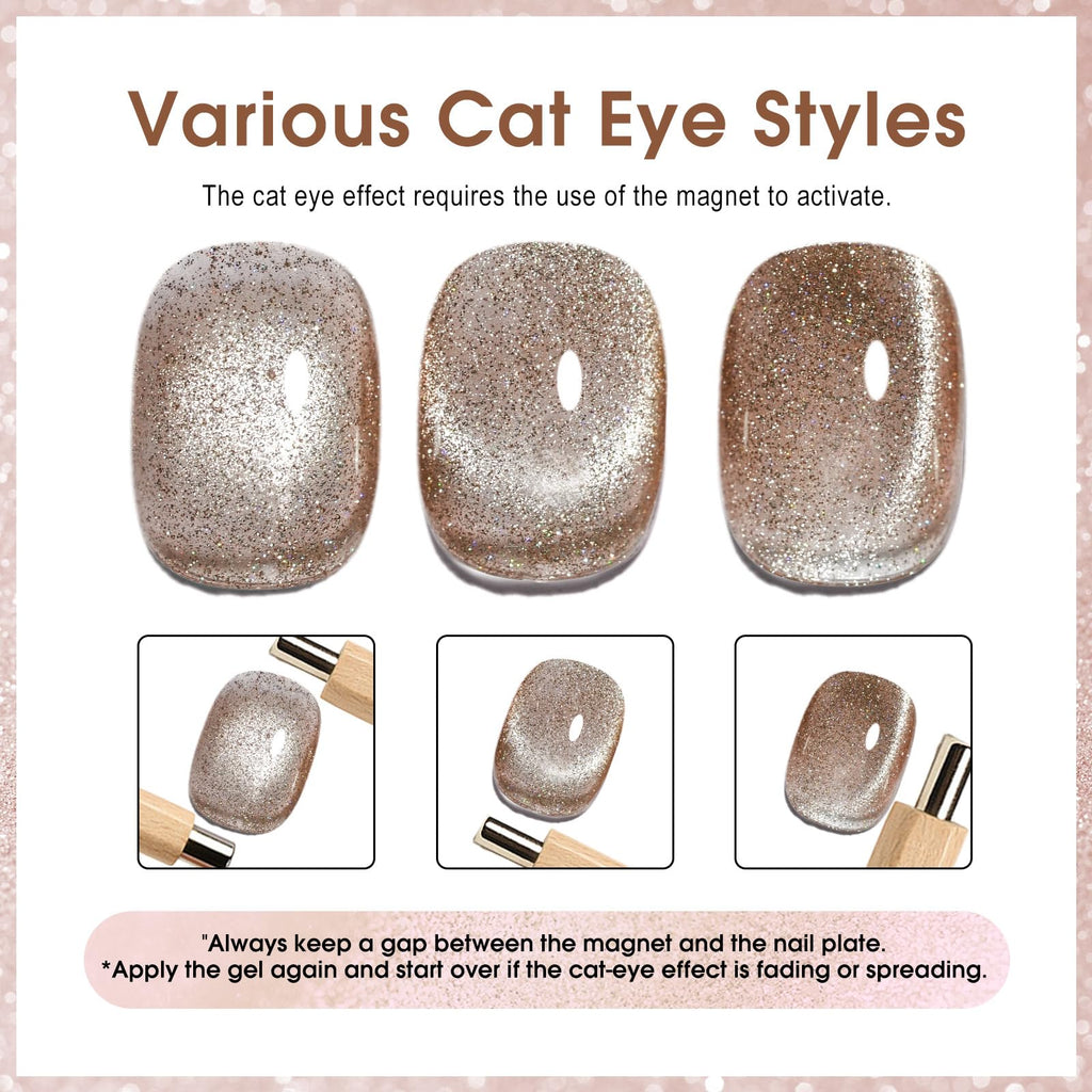 CANNI 8-Piece Cat Eye Gel Nail Polish Set – 9ml Magnetic Shimmer Colors
