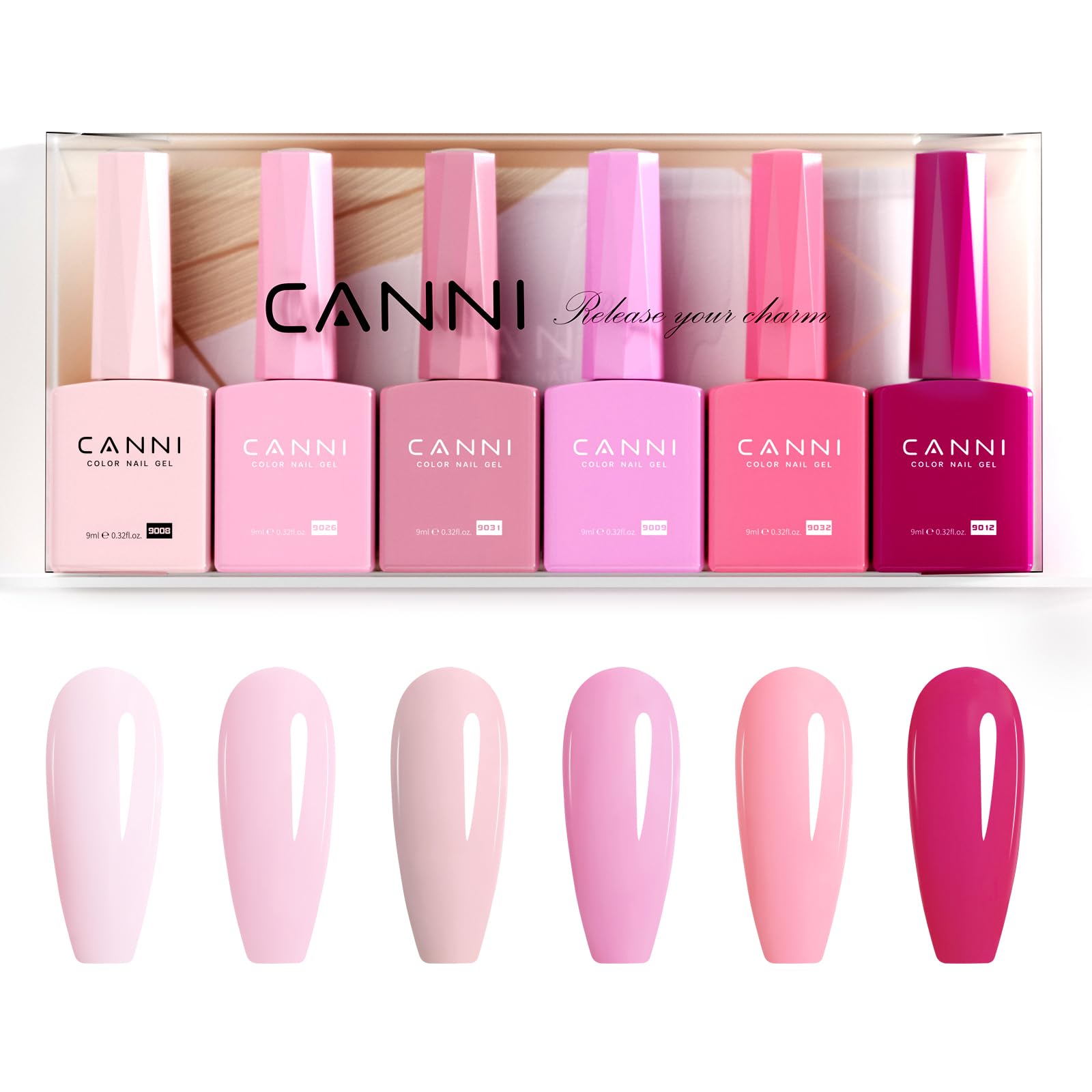 CANNI 9ml Hema-Free Gel Nail Polish Set – 6Pcs Light Pink Kit