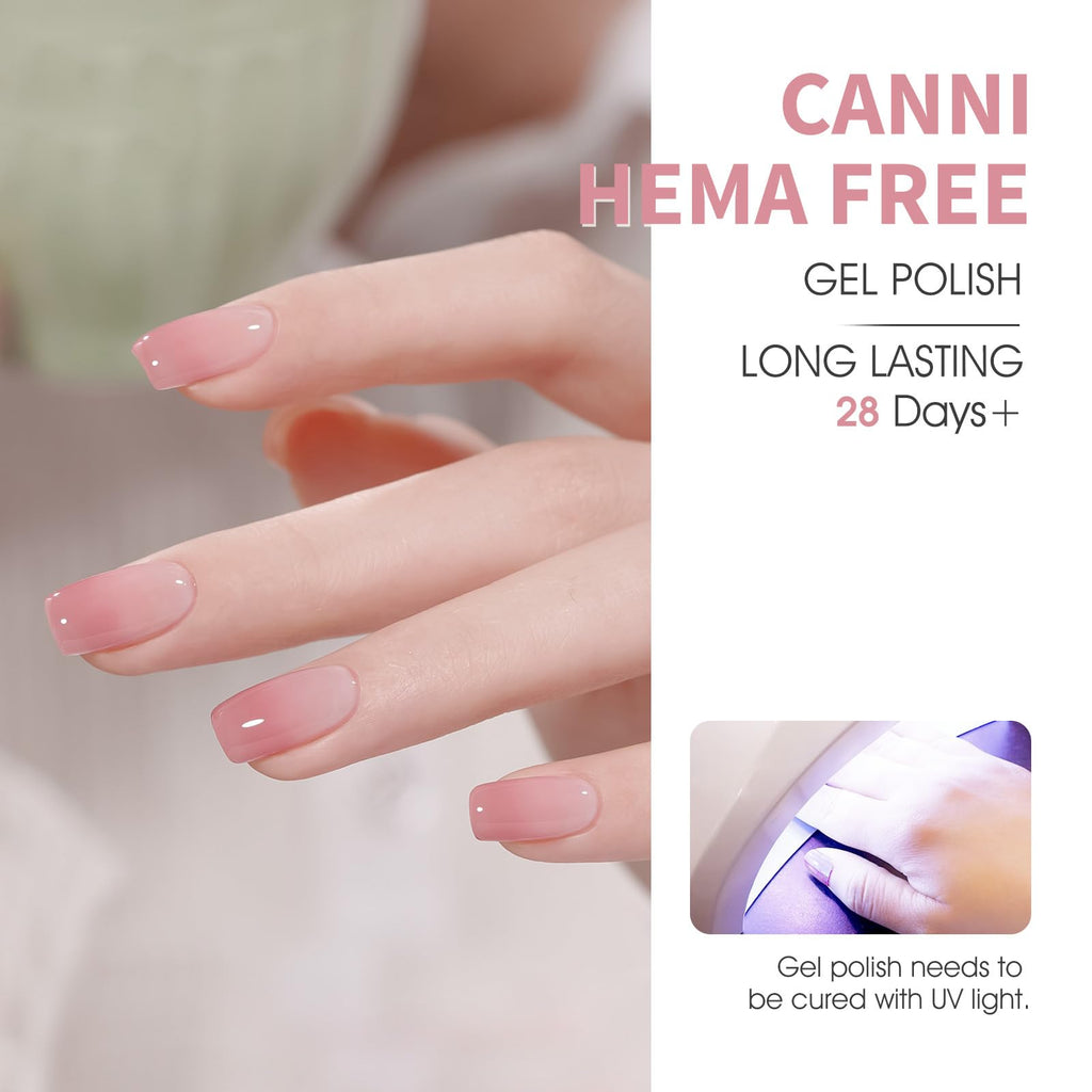 CANNI Jelly Gel Nail Polish Set — 6 Neutral Colors, 9ml Each