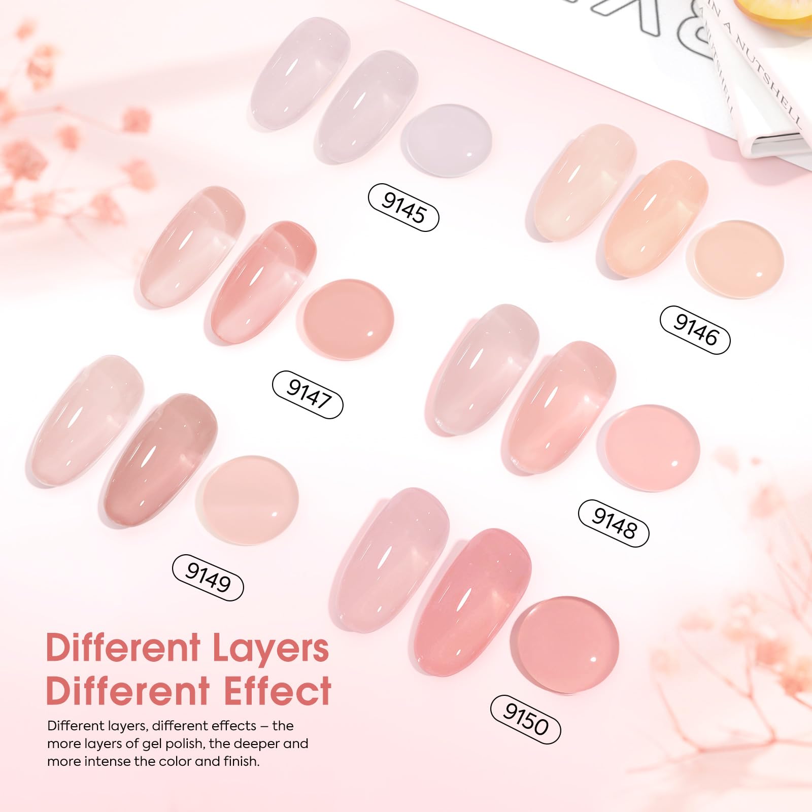 CANNI Jelly Gel Nail Polish Set — 6 Neutral Colors, 9ml Each