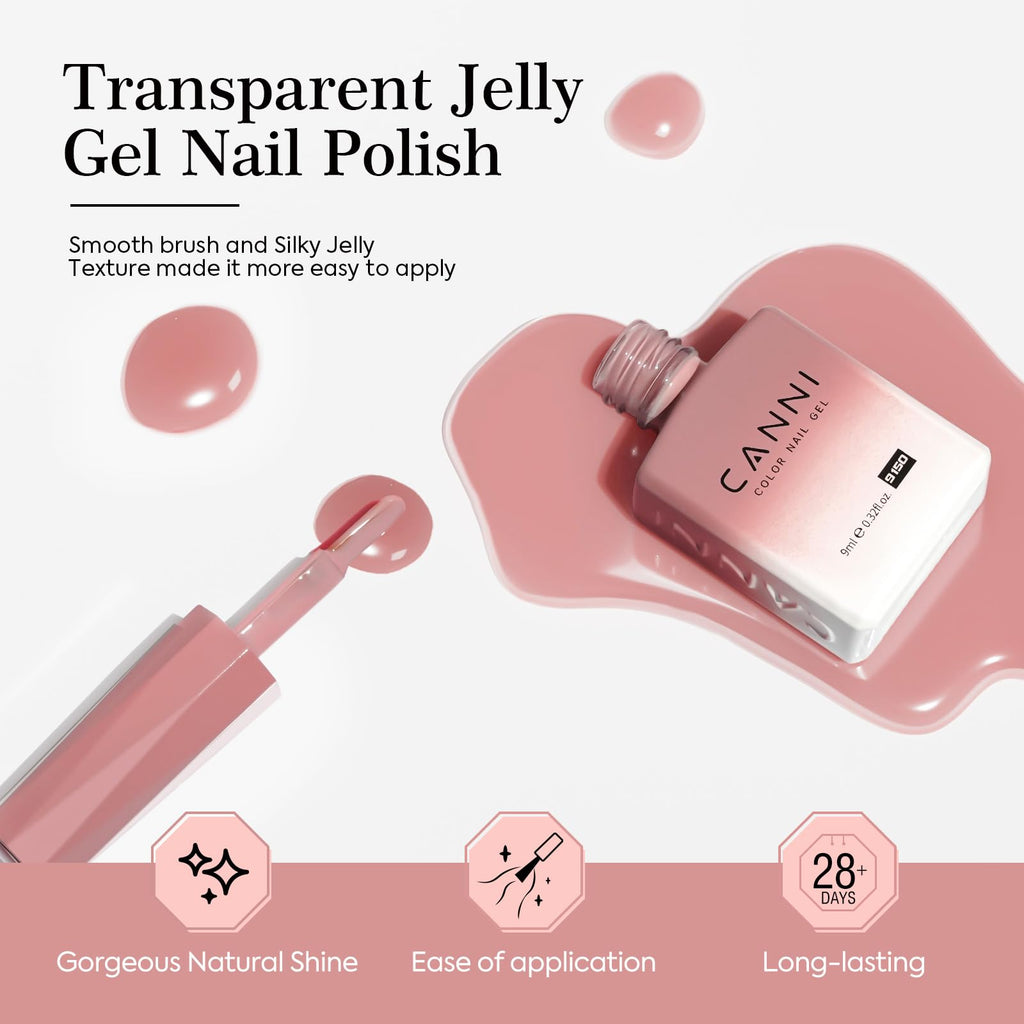 CANNI Jelly Gel Nail Polish Set — 6 Neutral Colors, 9ml Each