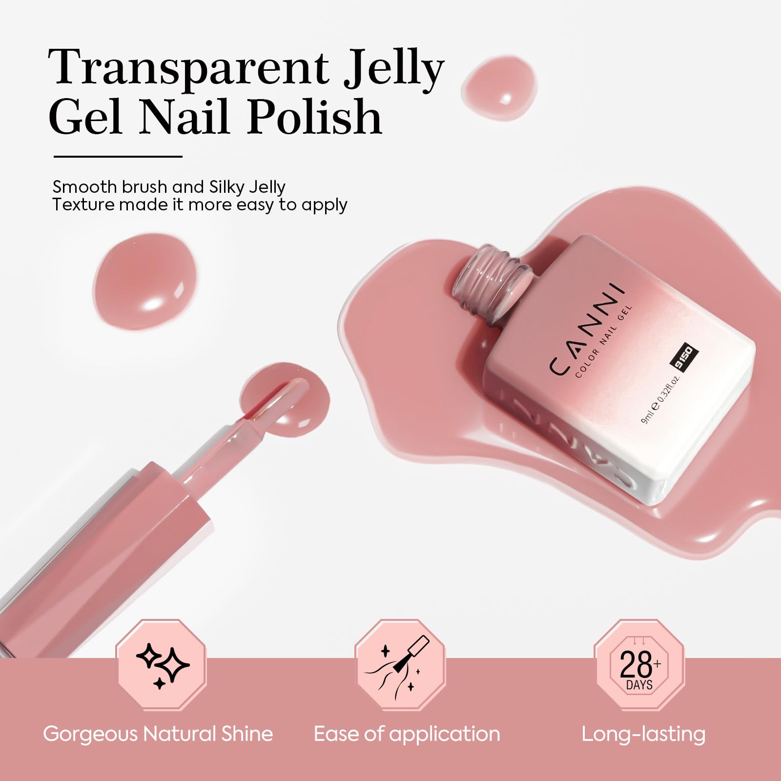 CANNI Jelly Gel Nail Polish Set — 6 Neutral Colors, 9ml Each