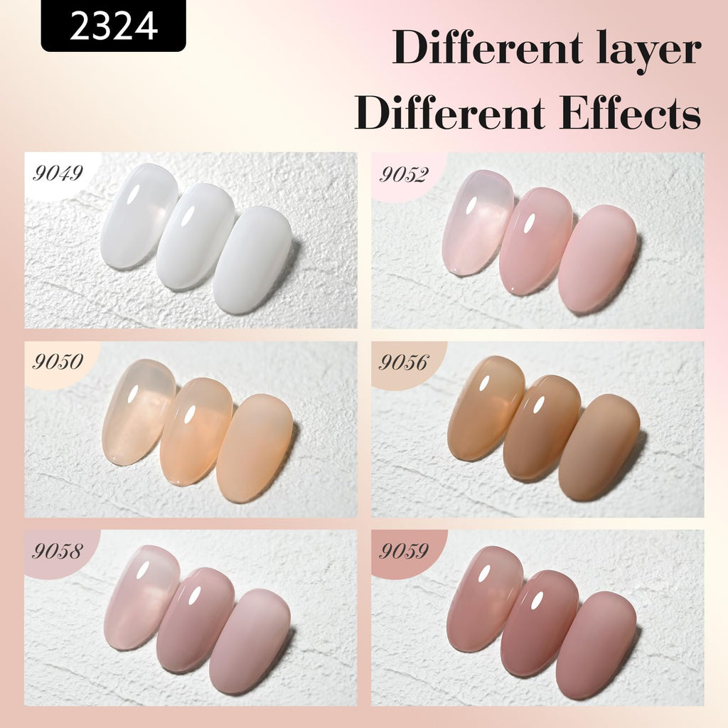 CANNI Jelly Gel Nail Polish Set – 6 Colors, 9ML, Soak Off UV/LED for French Manicure