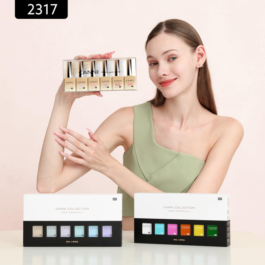 CANNI 6pcs 9ml Jelly Nude Pink Gel Nail Polish Set – HEMA-Free, Long-Lasting Gel Kit