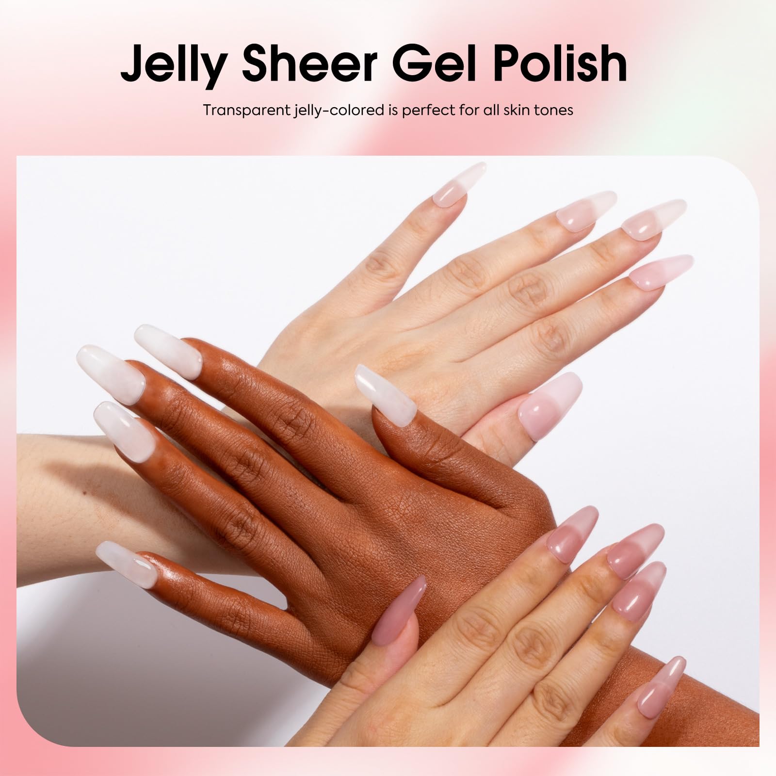 CANNI Jelly Nude Pink Gel Nail Polish Set – 6x9ml Soak-Off LED Gel Kit, Neutral Milky Shades