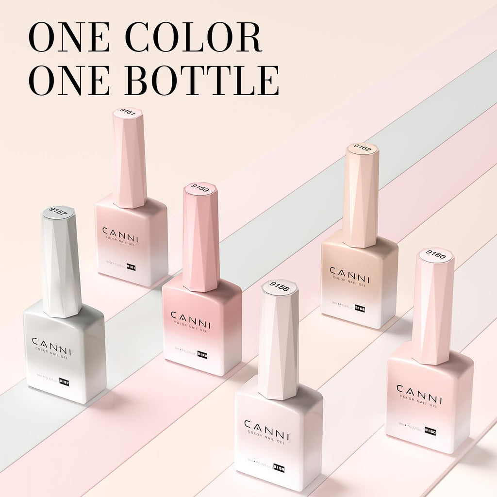 CANNI Jelly Nude Pink Gel Nail Polish Set – 6x9ml Soak-Off LED Gel Kit, Neutral Milky Shades