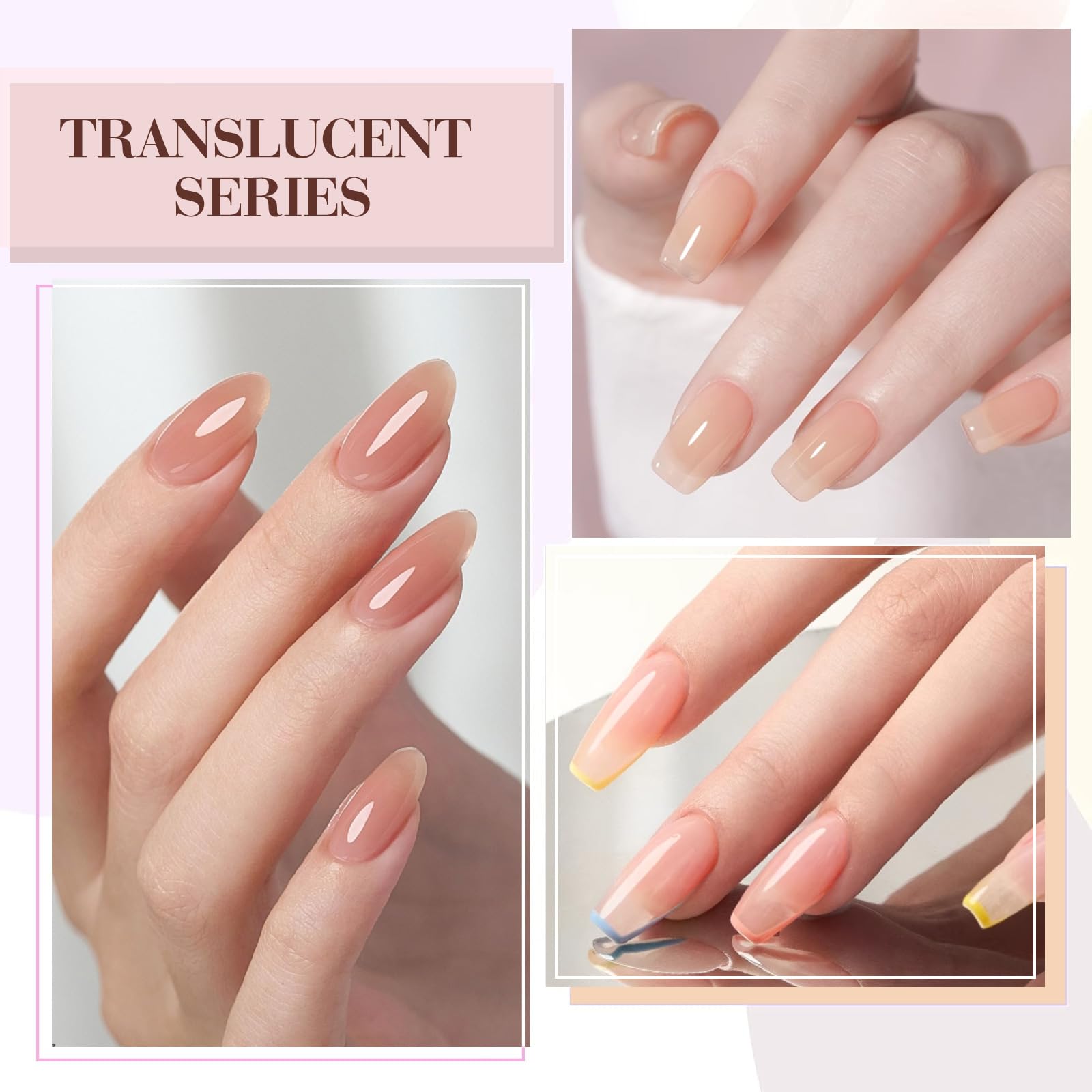 CANNI 6pcs 9ml Jelly Nude Pink Gel Nail Polish Set – HEMA-Free, Long-Lasting Gel Kit