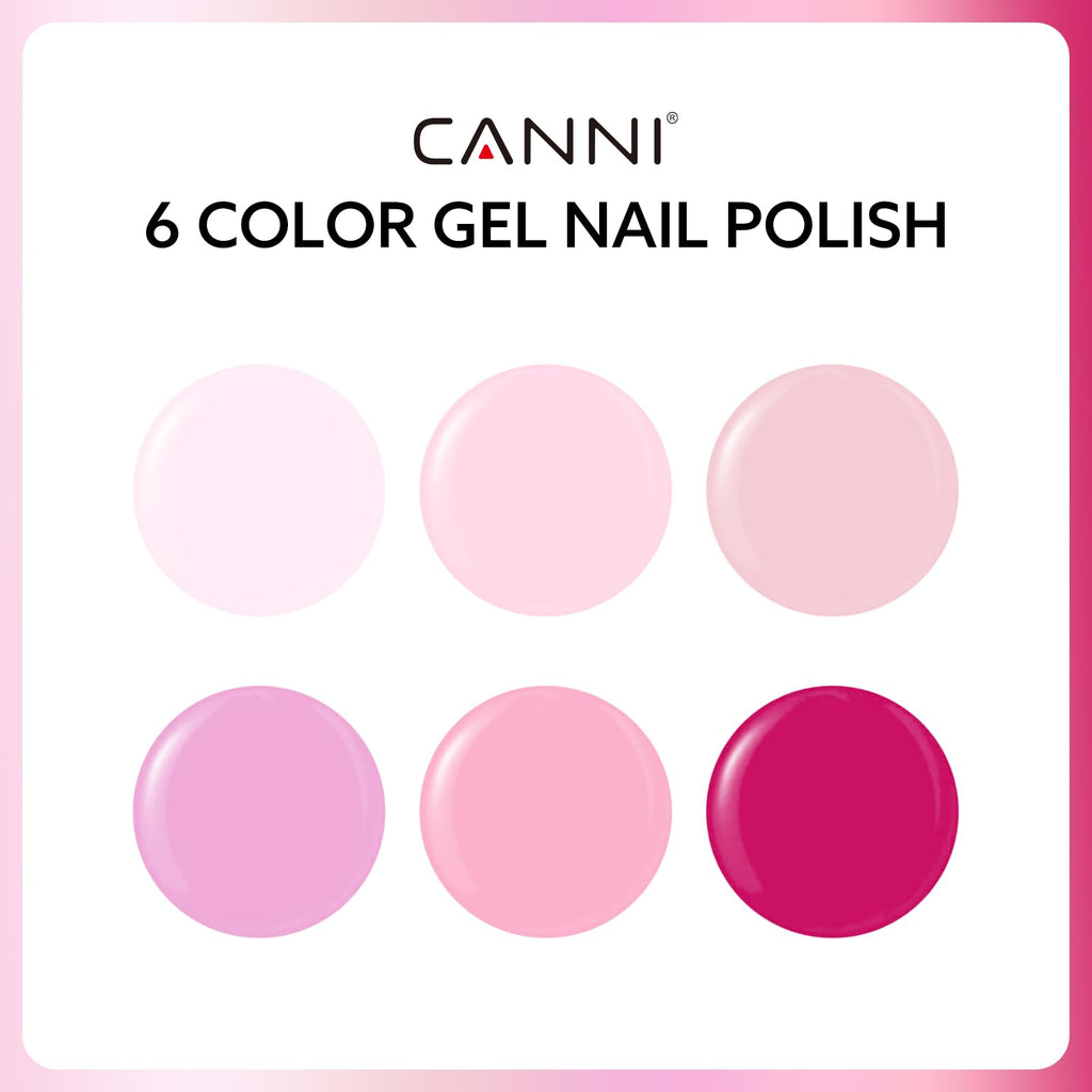 CANNI 9ml Hema-Free Gel Nail Polish Set – 6Pcs Light Pink Kit