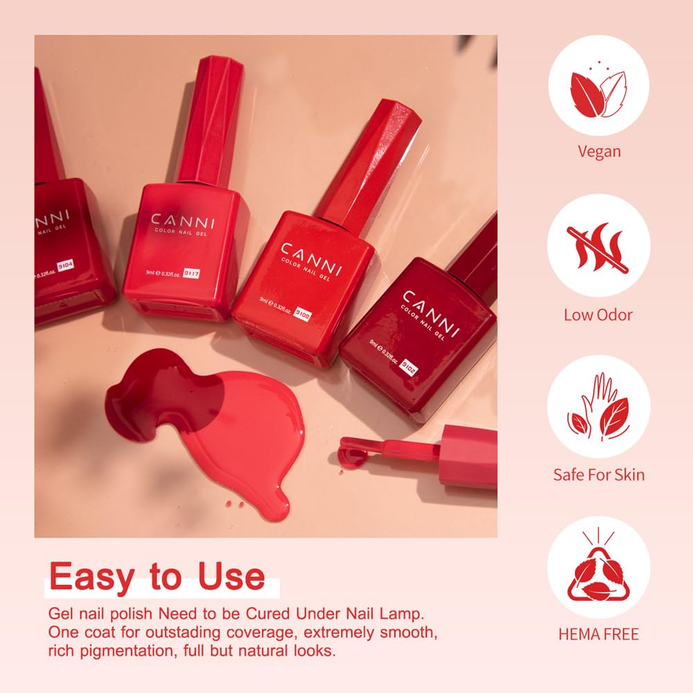 CANNI 30Pcs 9ml HEMA-free Gel Nail Polish Set – Soak-Off LED Home Manicure Kit