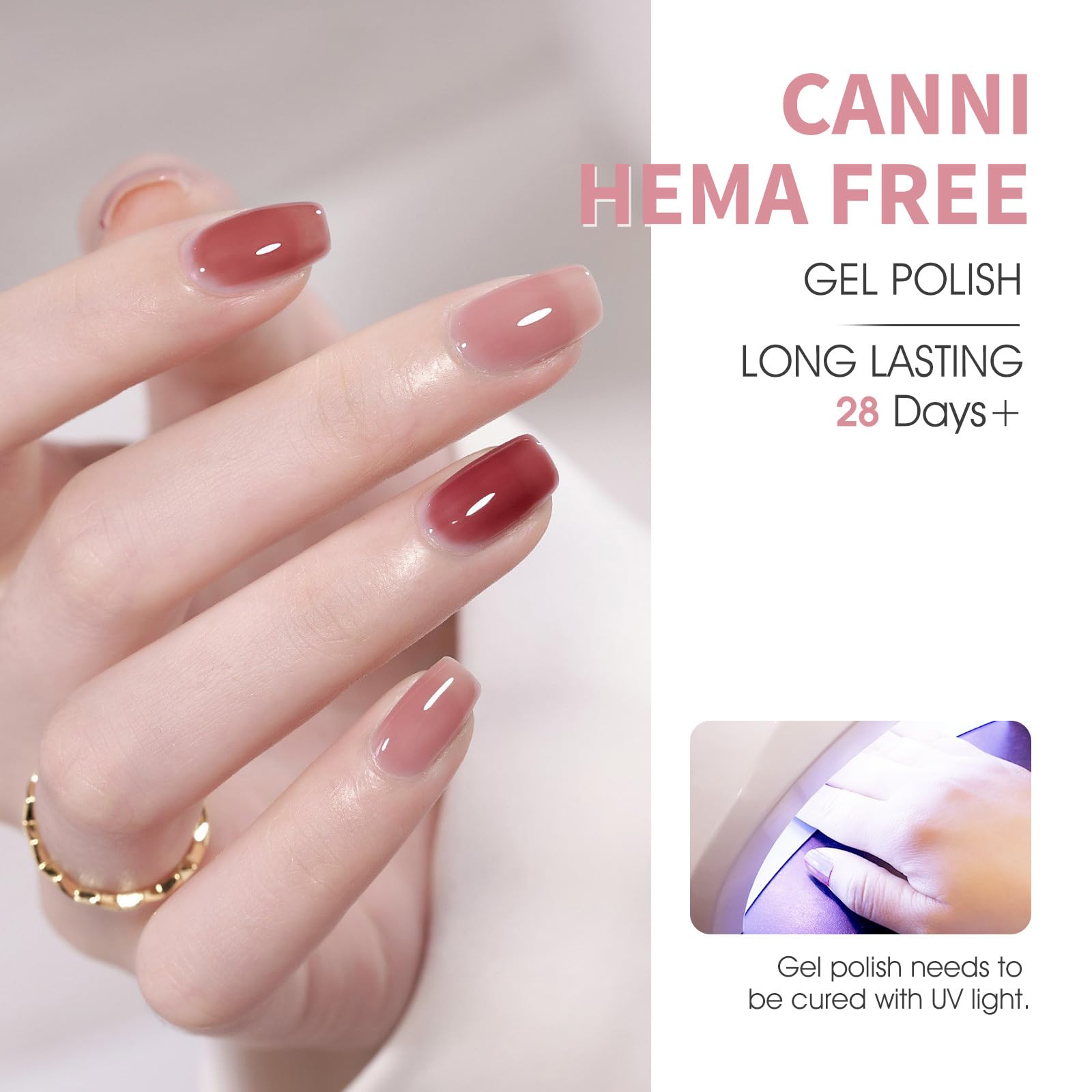 CANNI Brown Jelly Gel Nail Polish Set – 6 Translucent Coffee & Mocha Shades (9ML) | Soak-Off UV/LED