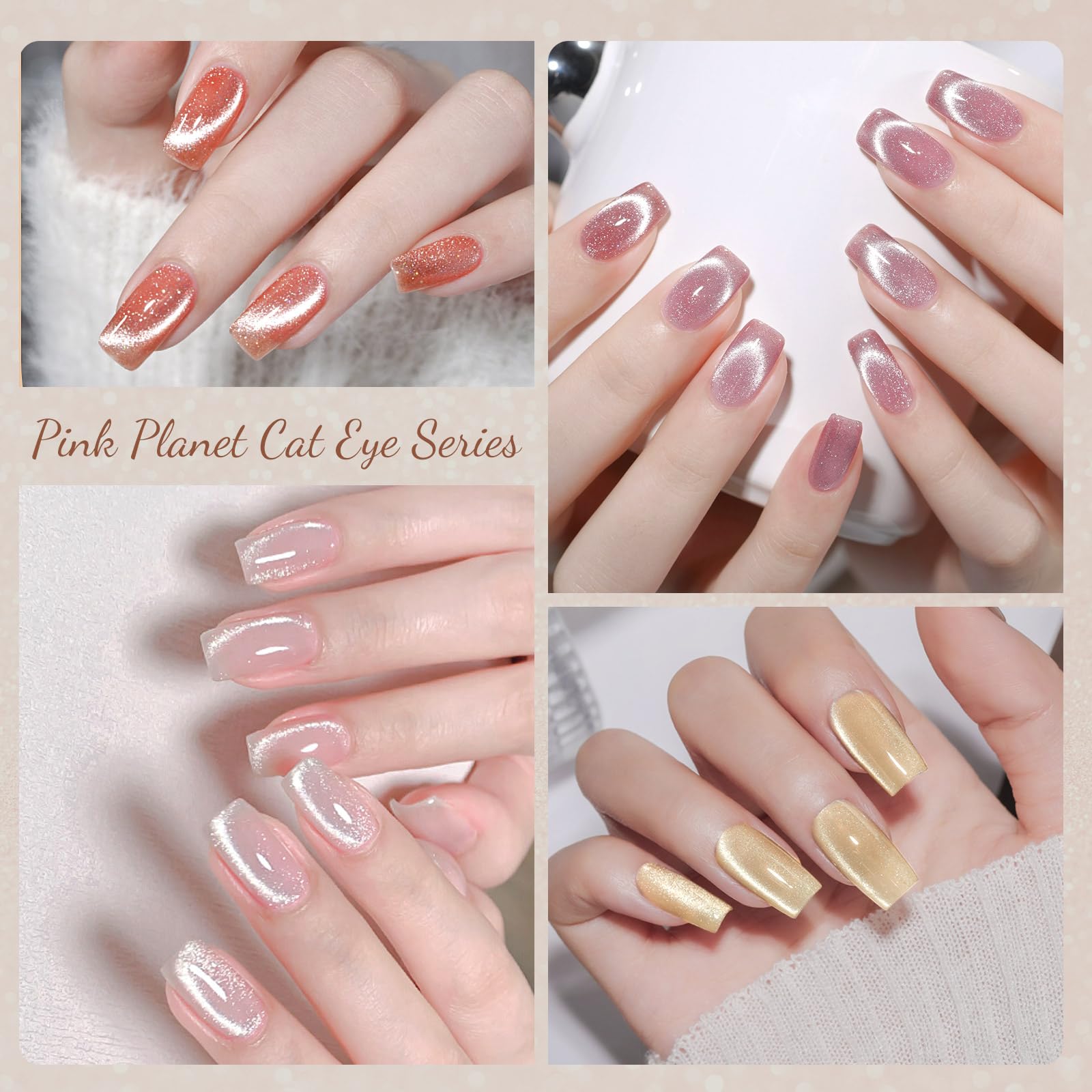 CANNI 8 Pcs 9ml Cat Eye Gel Nail Polish Set – Magnetic Shimmer Colors for DIY Salon Manicures