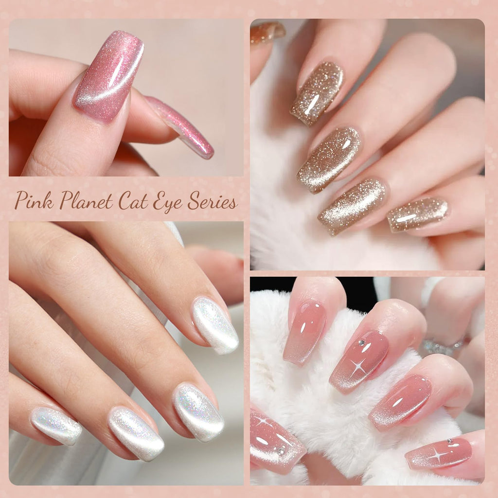 CANNI 8-Piece Cat Eye Gel Nail Polish Set – 9ml Magnetic Shimmer Colors