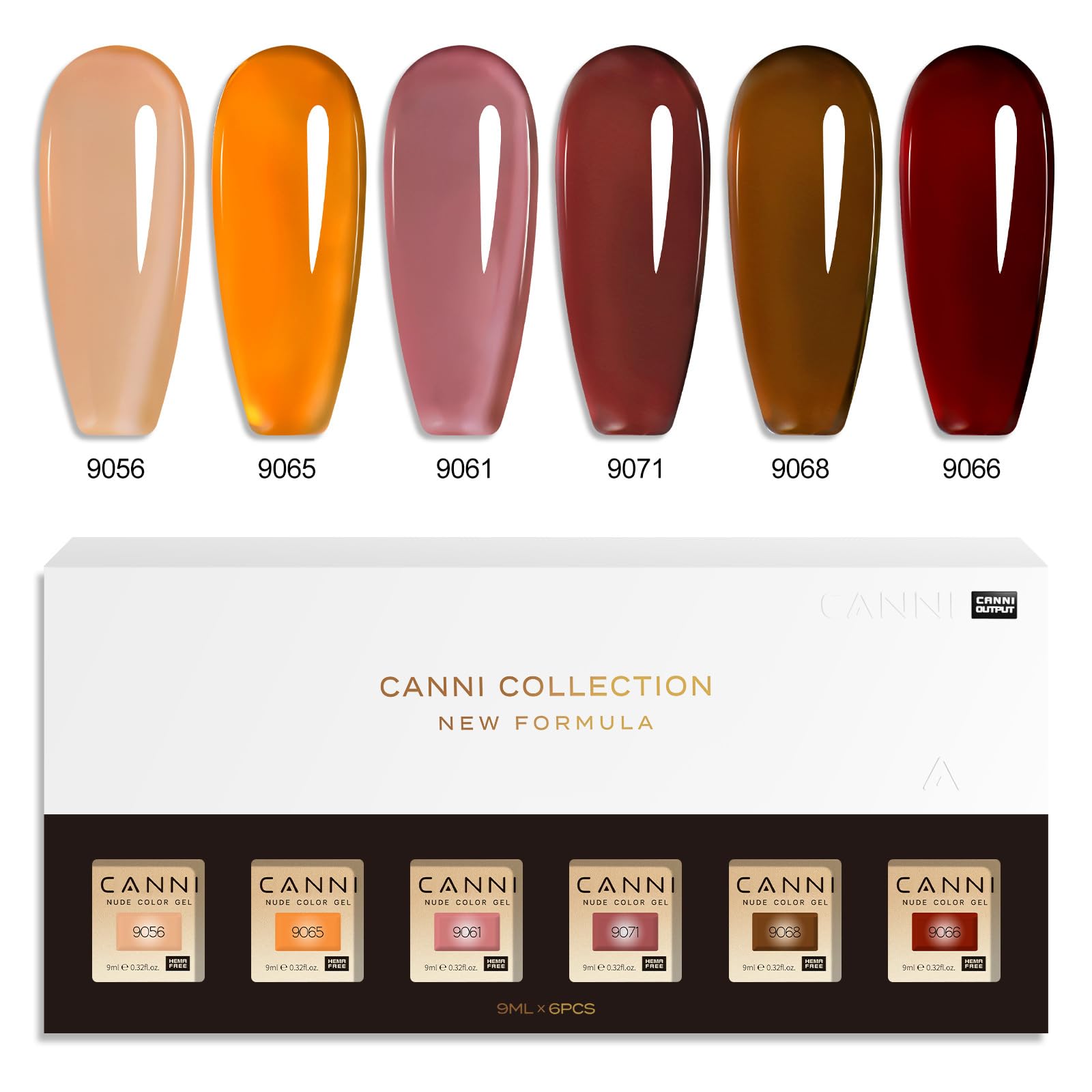 CANNI Brown Jelly Gel Nail Polish Set – 6 Translucent Coffee & Mocha Shades (9ML) | Soak-Off UV/LED