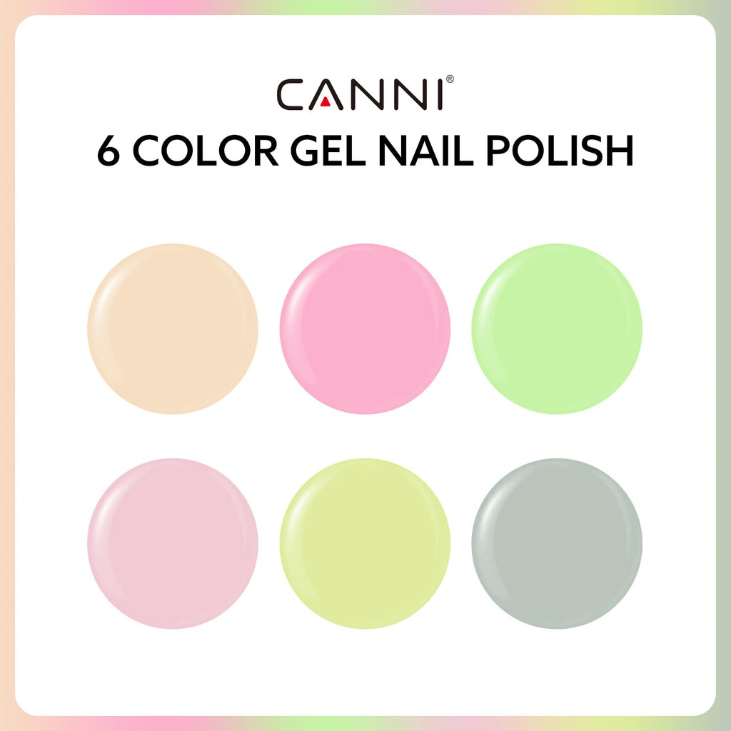 CANNI 6-Piece 9ml Pastel Gel Nail Polish Set – HEMA-Free, Long-Lasting Candy Colors