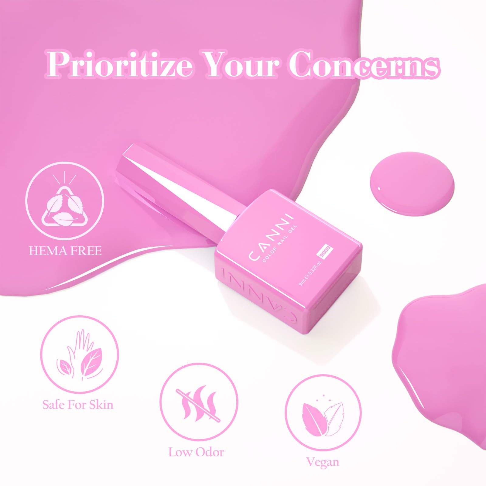 CANNI Pink Gel Nail Polish Set – 6 Soft Rose & Light Pink, 9ml, Soak-Off UV/LED
