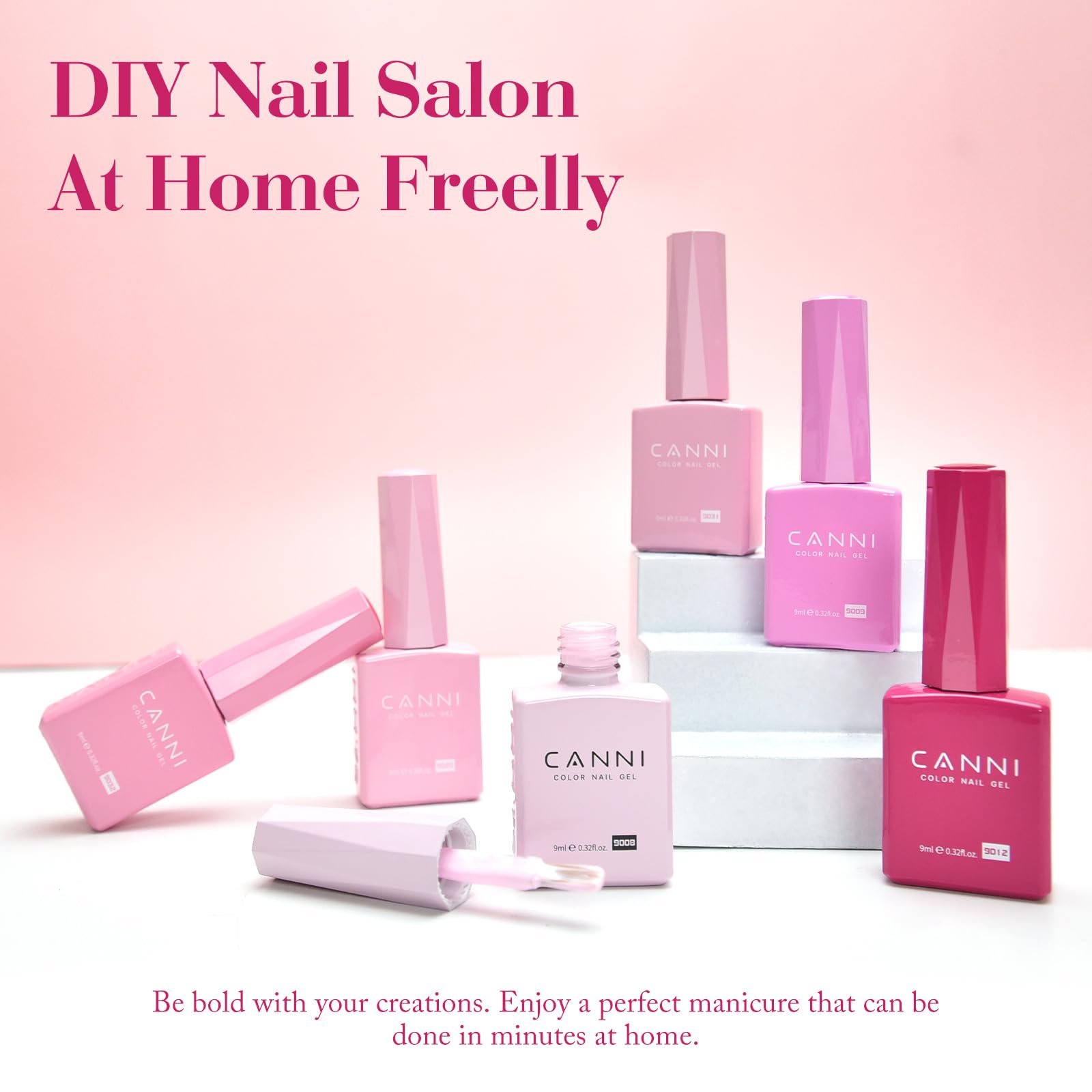 CANNI Pink Gel Nail Polish Set – 6 Soft Rose & Light Pink, 9ml, Soak-Off UV/LED