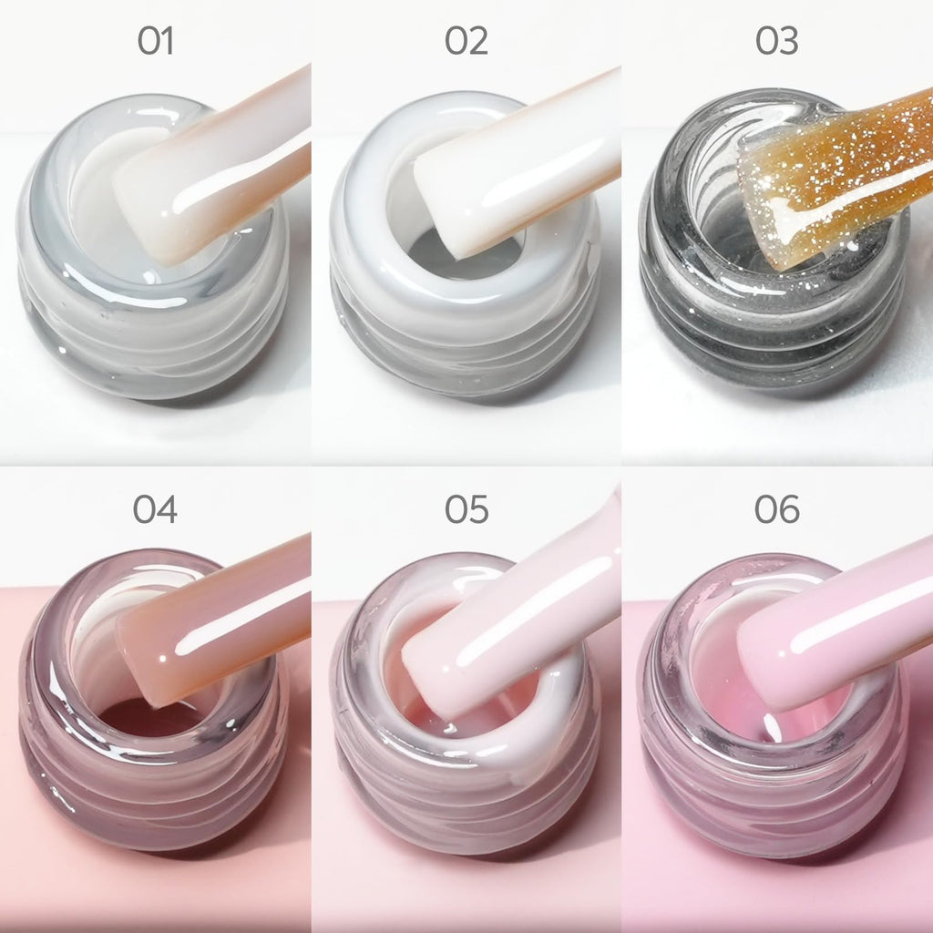 CANNI Rubber Base Gel Nail Polish Set – 6x9ml, Soak-Off, At-Home Salon Kit