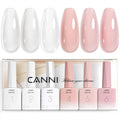 CANNI Rubber Base Gel Nail Polish Set – 6x9ml, Soak-Off, At-Home Salon Kit