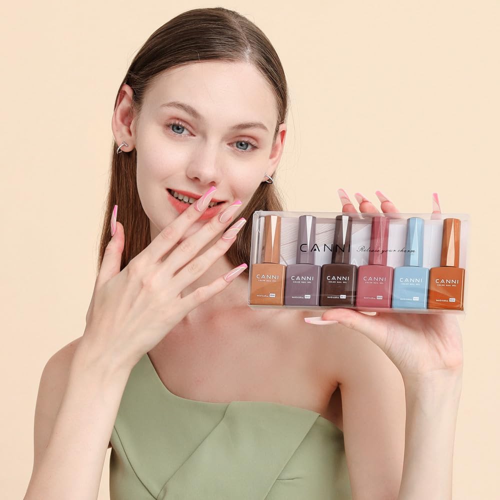 CANNI 6 Colors HEMA-Free Brown Gel Nail Polish Set - 9 ml