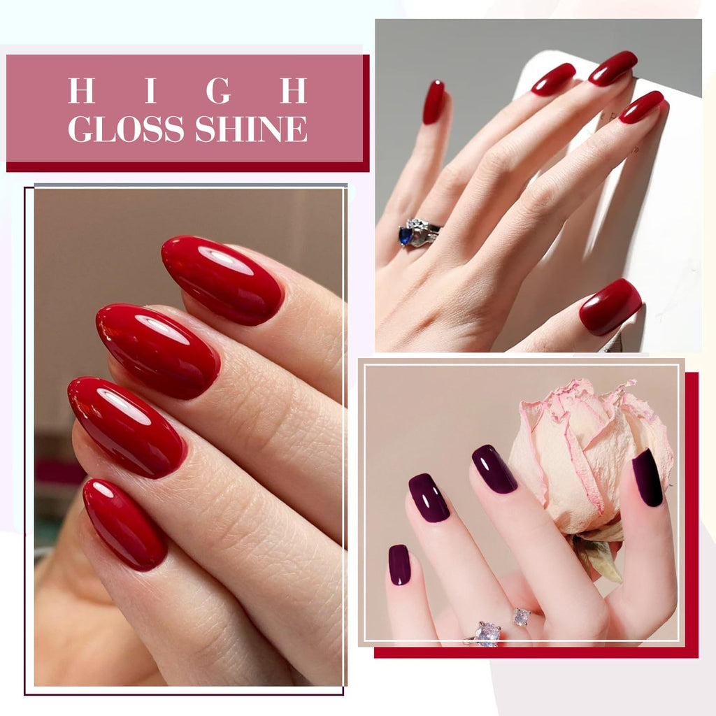 CANNI 6 Colors 9ml HEMA-FREE Dark Red Gel Polish Set – Deep Cherry Burgundy Kit