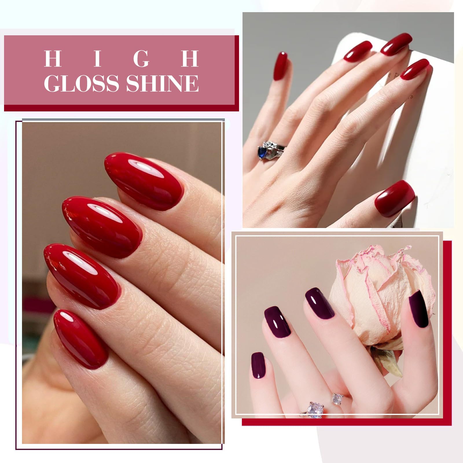 CANNI 6 Colors 9ml HEMA-FREE Dark Red Gel Polish Set – Deep Cherry Burgundy Kit