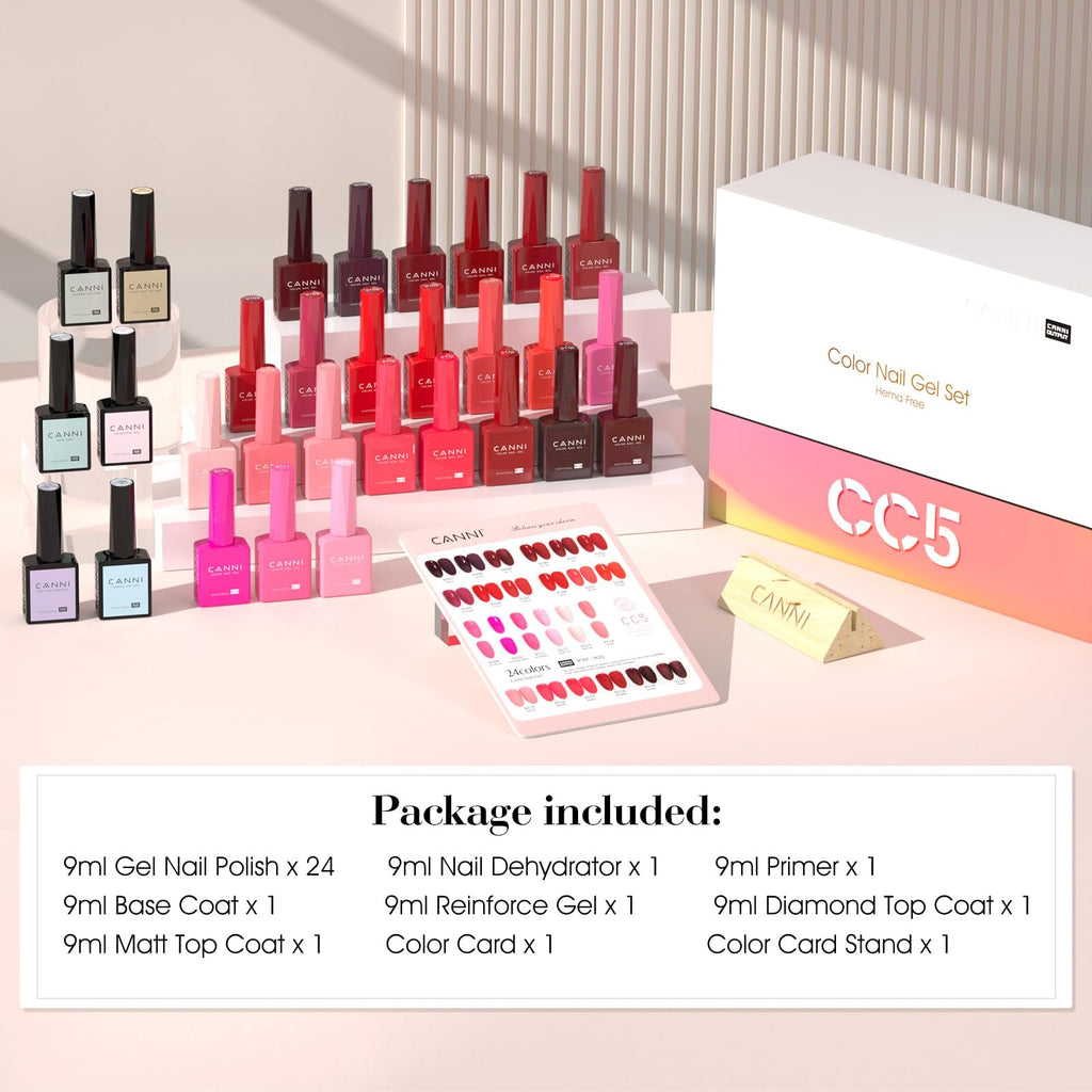 CANNI 30Pcs 9ml HEMA-free Gel Nail Polish Set – Soak-Off LED Home Manicure Kit