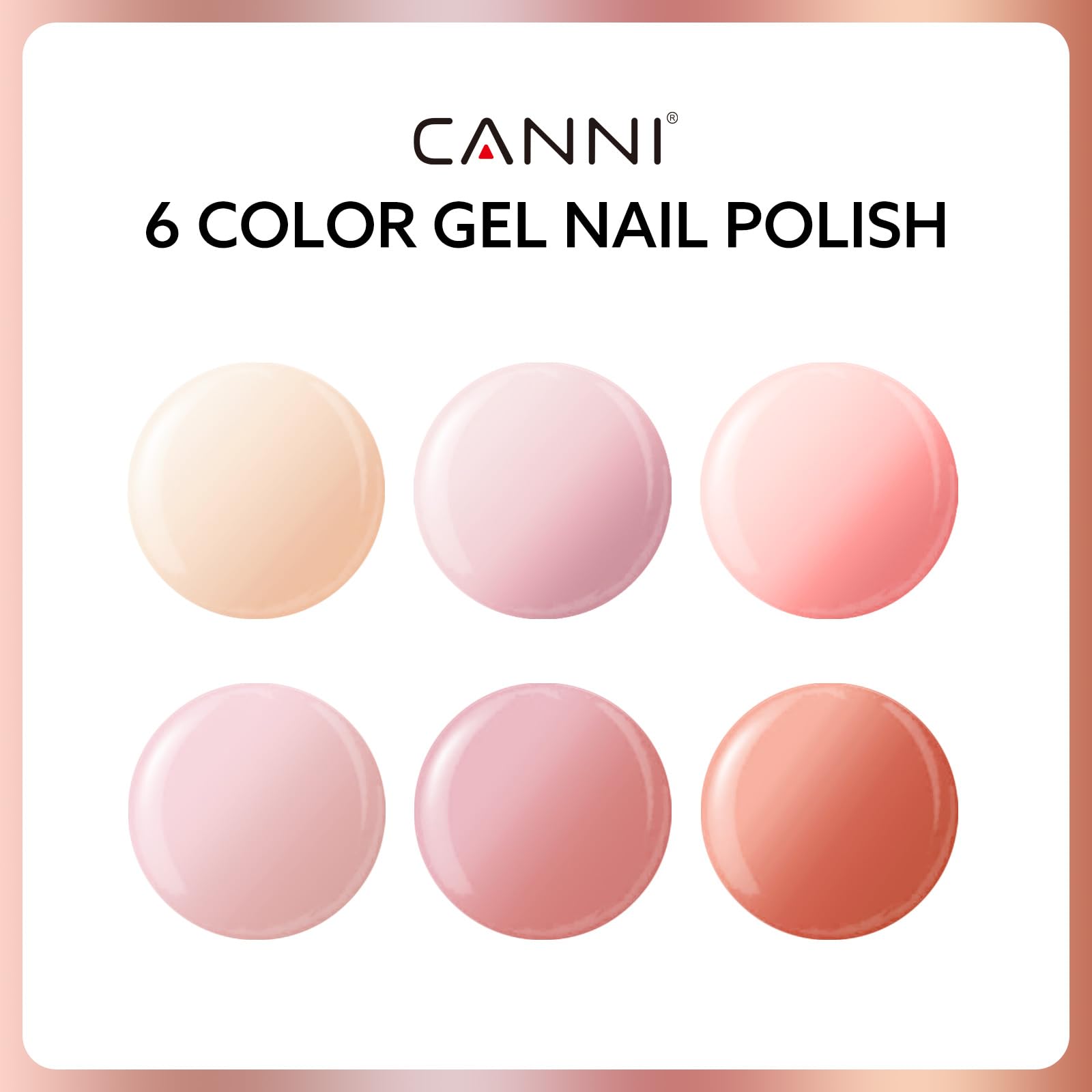 CANNI 6pcs 9ml Jelly Nude Pink Gel Nail Polish Set – HEMA-Free, Long-Lasting Gel Kit