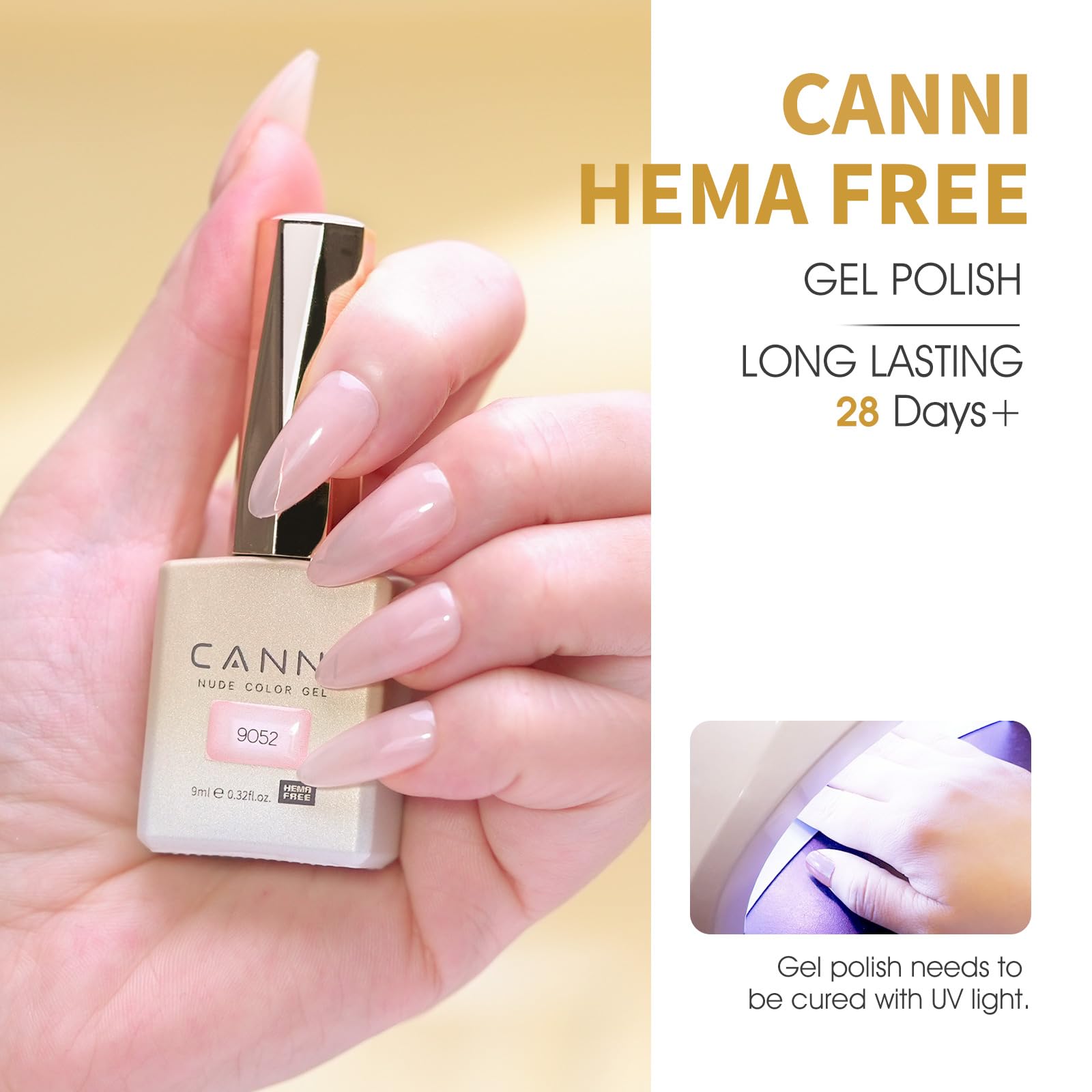 CANNI 9ml Hema-Free Jelly Gel Nail Polish Set – 6Pcs Nude Pink Milky White | Soak-Off LED Manicure Kit