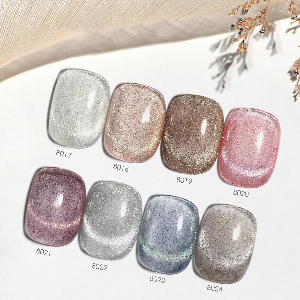 CANNI 8-Piece Cat Eye Gel Nail Polish Set – 9ml Magnetic Shimmer Colors