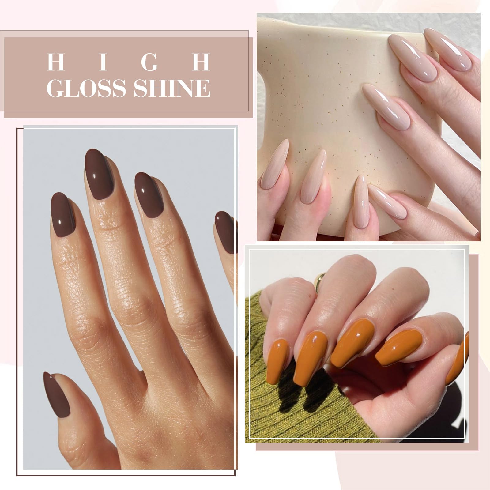 CANNI 6 Colors HEMA-Free Brown Gel Nail Polish Set - 9 ml
