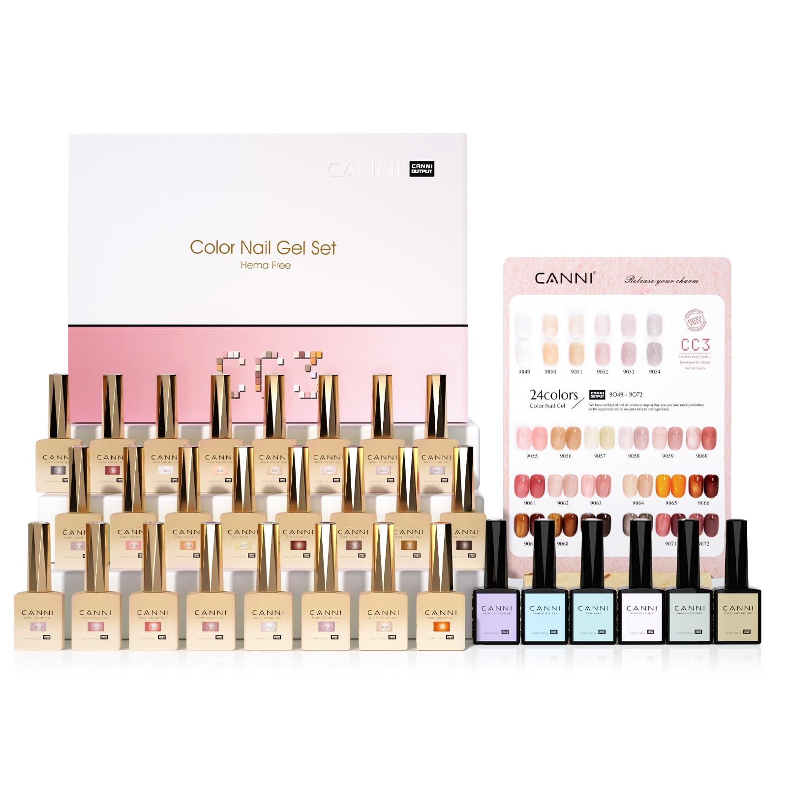 CANNI CC3 Jelly Gel Nail Polish Set - 30Pcs Hema-Free, High-Gloss, Soak Off UV