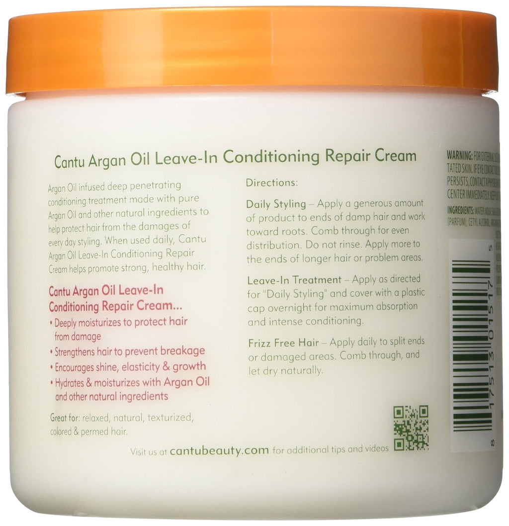Cantu Argan Oil Leave-In Conditioner Repair Cream 2-Pack – 16 oz Each