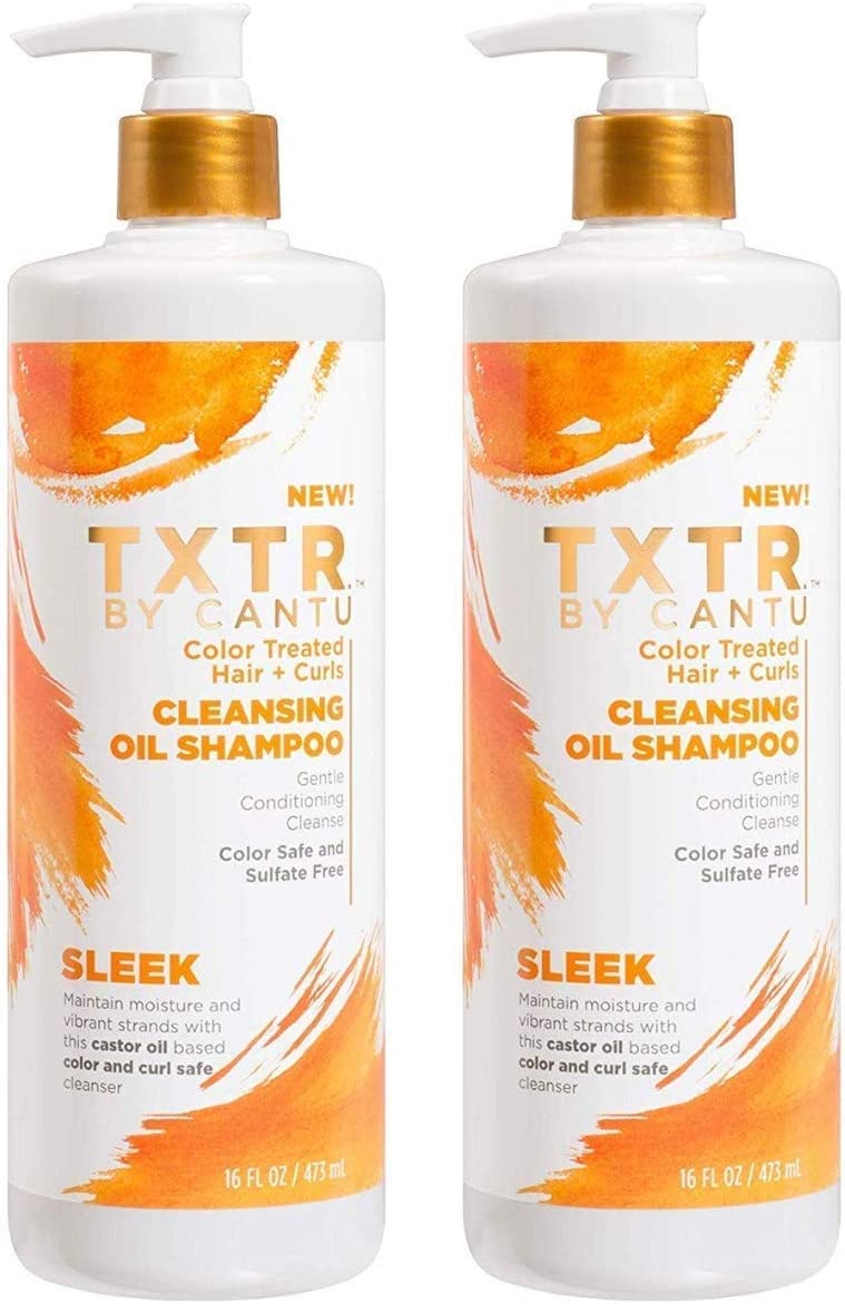 Cantu TXTR Sleek Shampoo Cleansing Oil 16oz Pump (2 Pack) – Moisture Rich & Color Safe