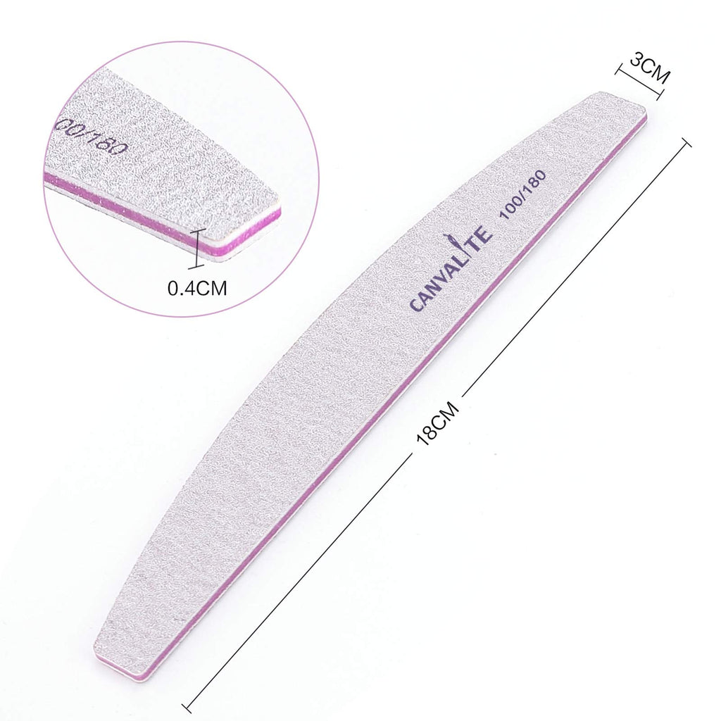Canvalite 100 Pcs Nail File – Double-Sided 100/180 Grit, Reusable Emery Boards