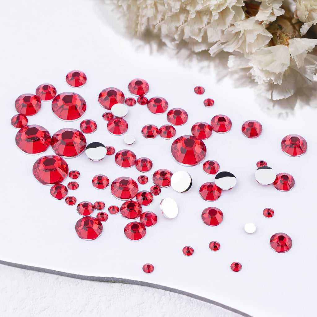 CANVALITE 2900Pcs Red Rhinestones Nail Art Kit – 18 Styles, 2720 Flatback Crystals, Tweezers & Picker