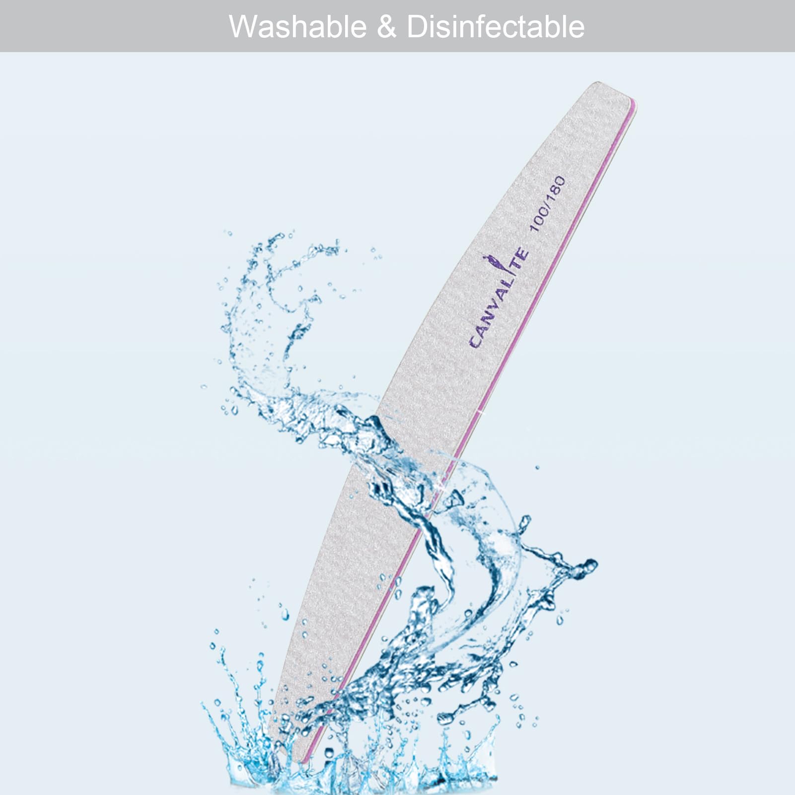 Canvalite 100 Pcs Nail File – Double-Sided 100/180 Grit, Reusable Emery Boards