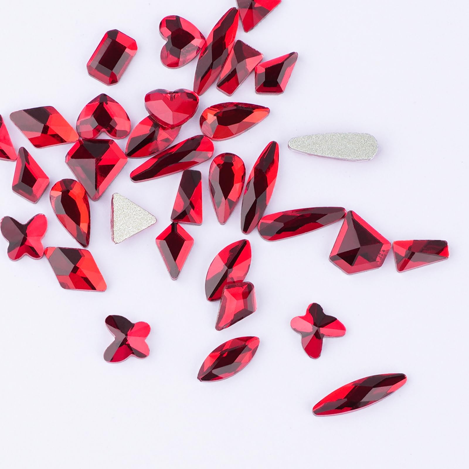 CANVALITE 2900Pcs Red Rhinestones Nail Art Kit – 18 Styles, 2720 Flatback Crystals, Tweezers & Picker